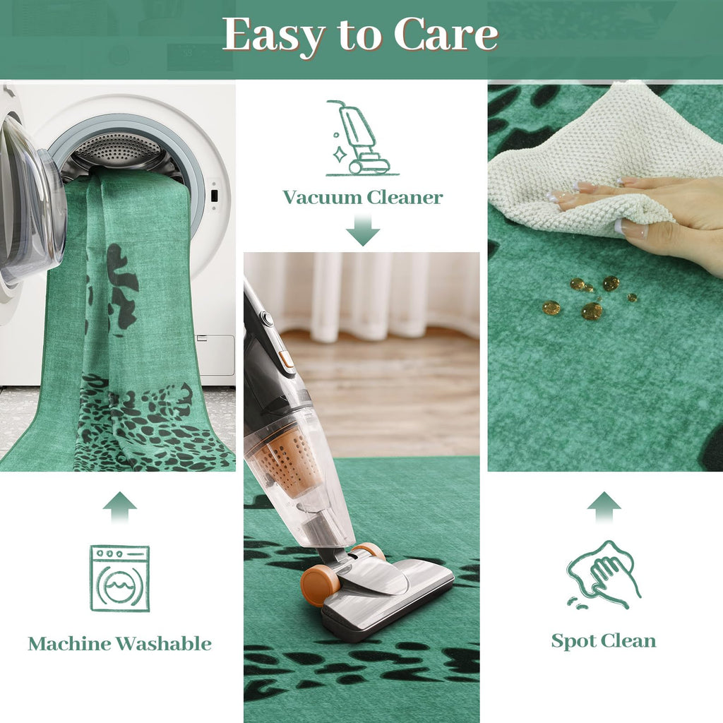 Leopard Print Area Rug â€?Soft, Washable, Non-Slip, Stain-Resistant Rug