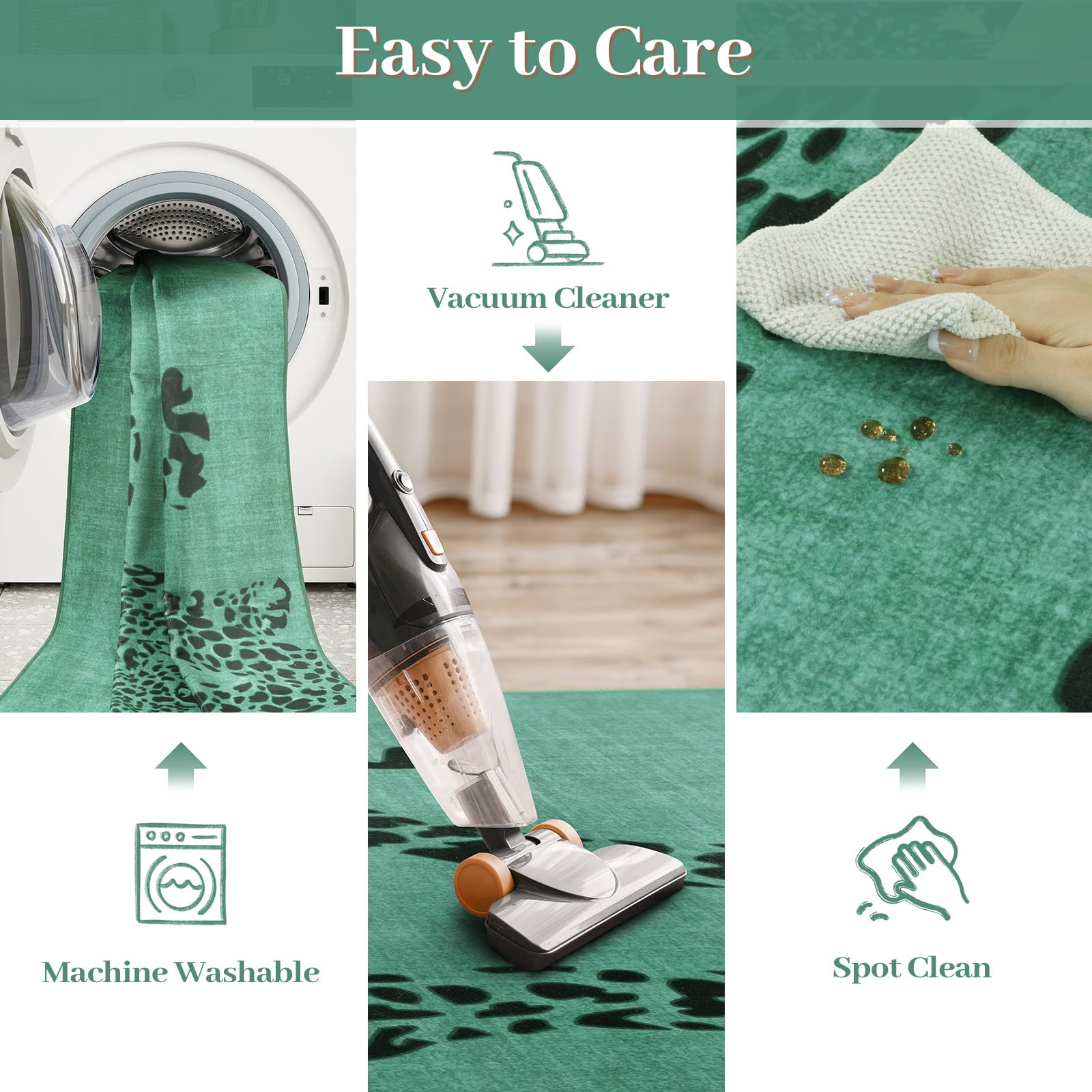 Leopard Print Area Rug â€?Soft, Washable, Non-Slip, Stain-Resistant Rug