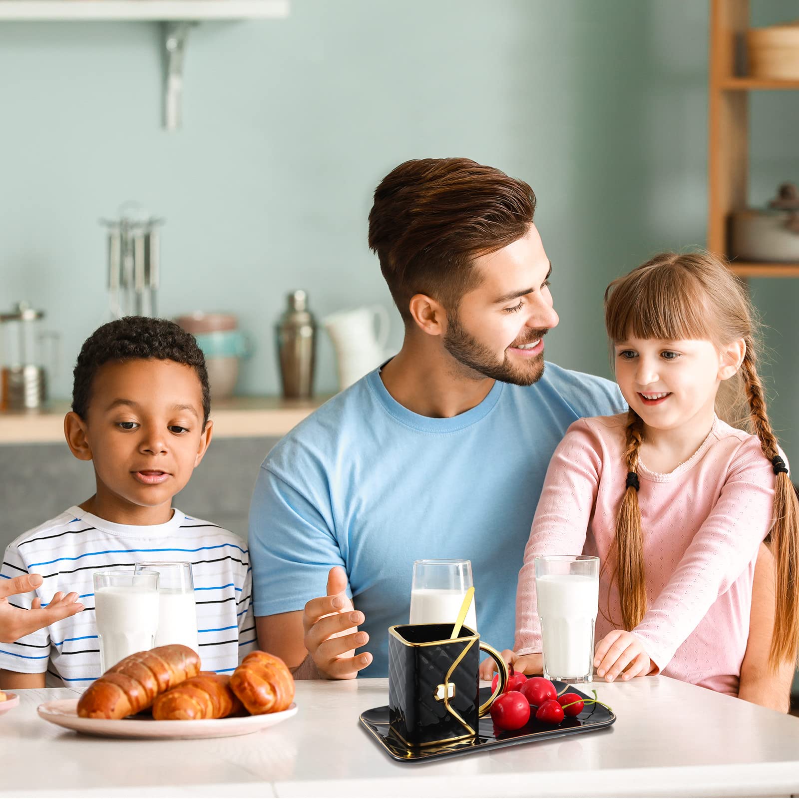 Set Coffee Mug Elegant Handbag Shaped Cup Modern Ceramic Purse Mug with Spoon and Saucer, 10oz Cute Creative Tea Cup