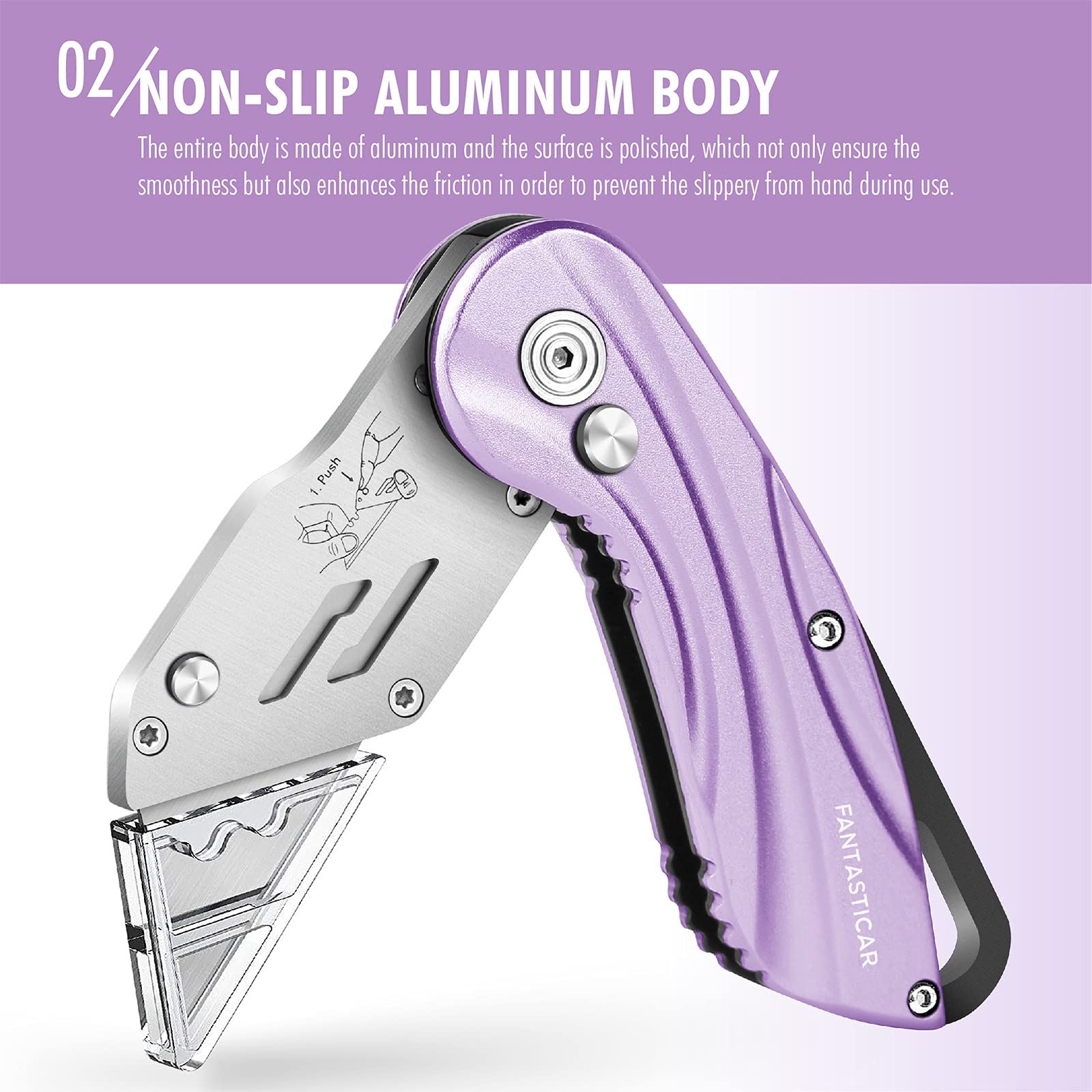 Folding Utility Knife, Cute Metal Box Cutter with Extra 5 Sharp Blades, Quick Blade Change, and Preminium Gift Packaging, for Cardboard Opener, Paper Cutter