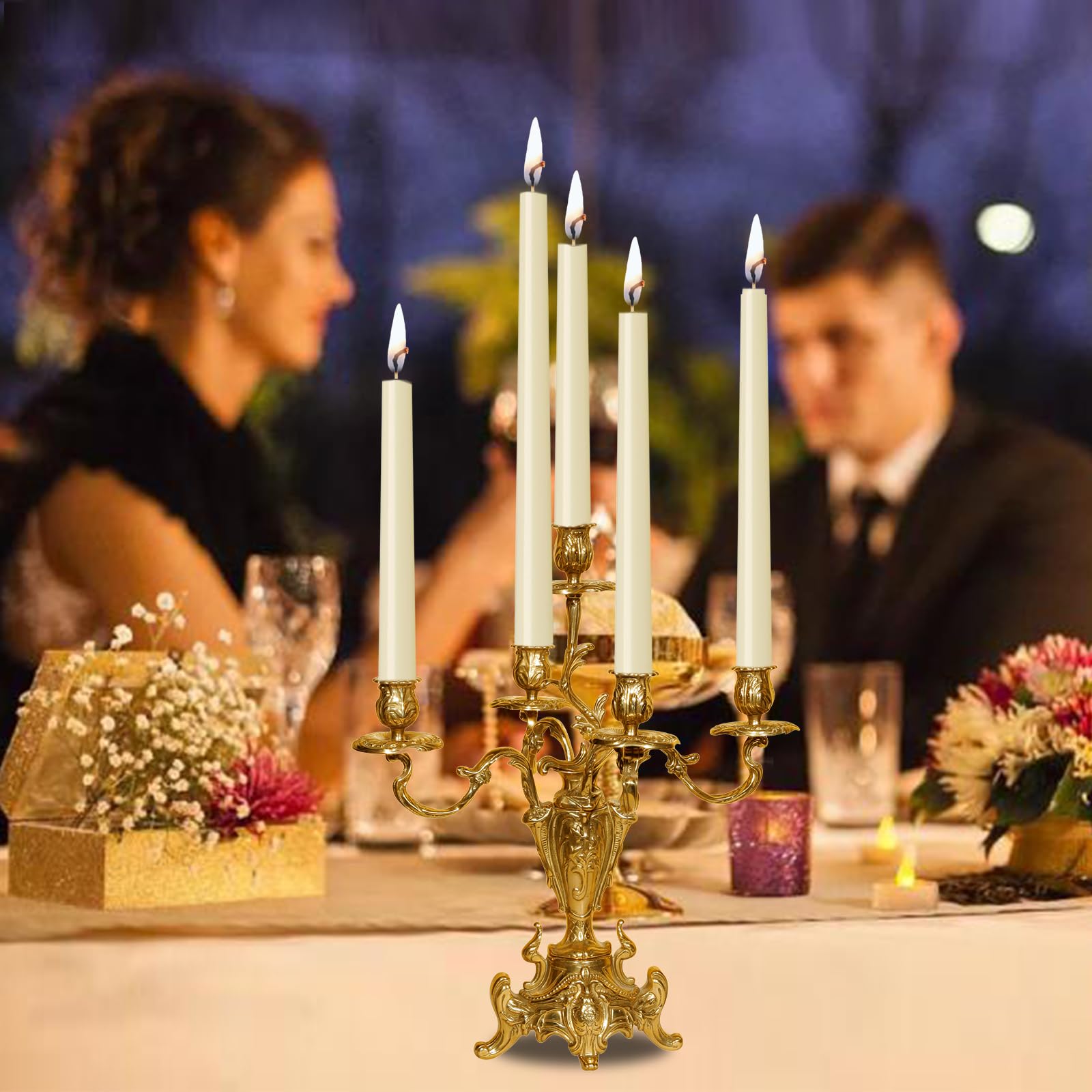 Smokeless Dripless Long Candlesticks, Unscented Tapered 10-Inch