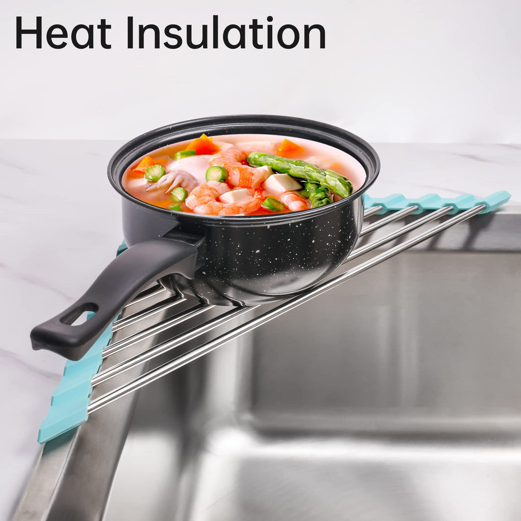 Triangle Foldable Dish Drying Rack, Small Roll-Up - Stainless Steel Over Sink Drainer for Kitchen Sink Corner, Rustproof