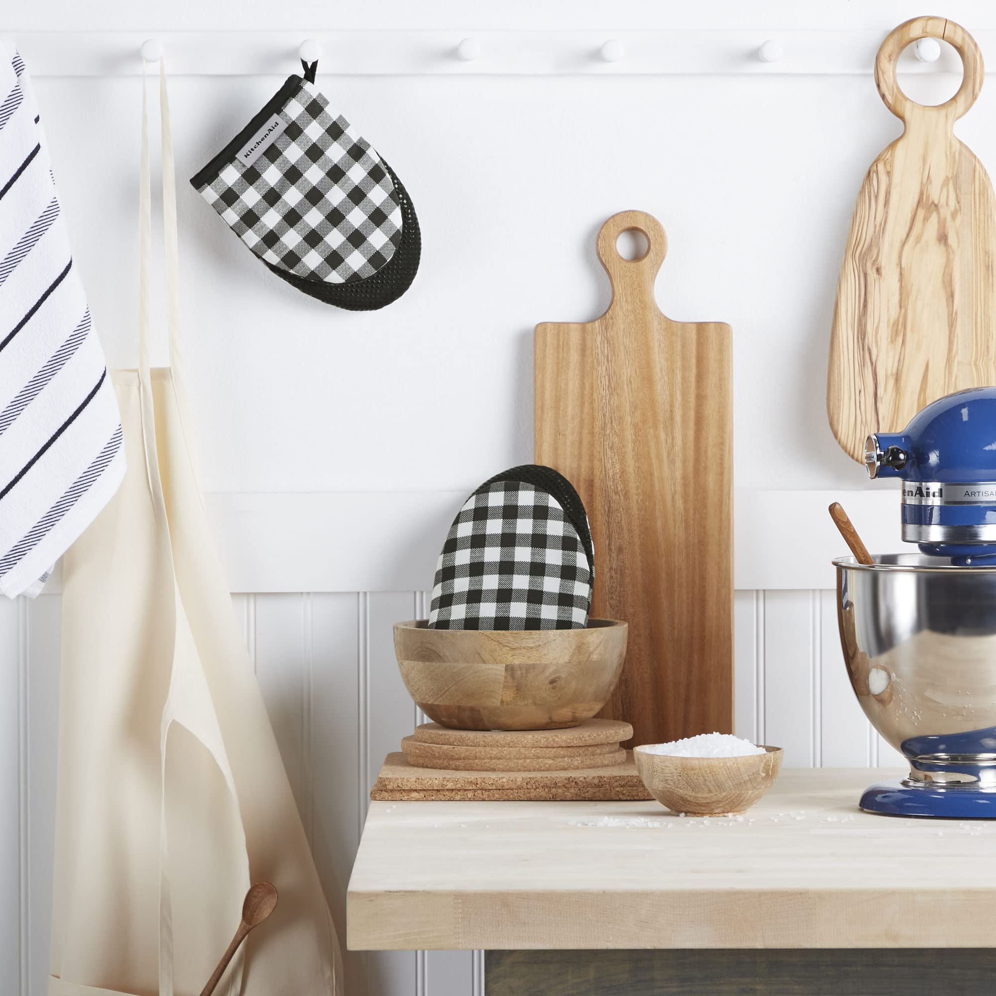 Gingham Mini Oven Mitt 2-Pack Set, Dried Rose, 5.5"x8"