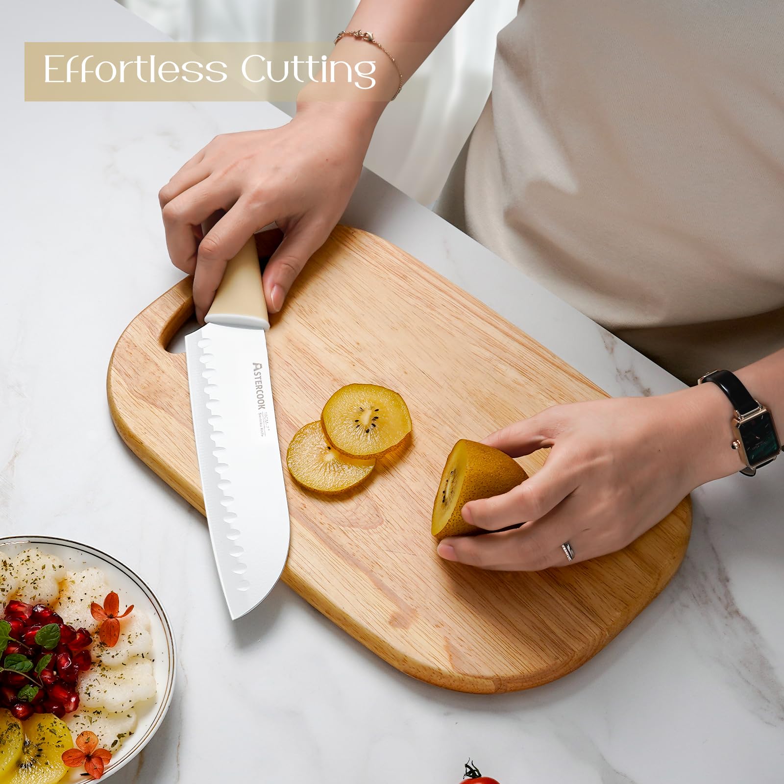 Colorful Kitchen Knives Set with Block and Sharpener Ceramic Coating 15 Pcs German Stainless Steel Knives Sharp Blade Dishwasher Safe Knife Block Set with Ergonomic Handle