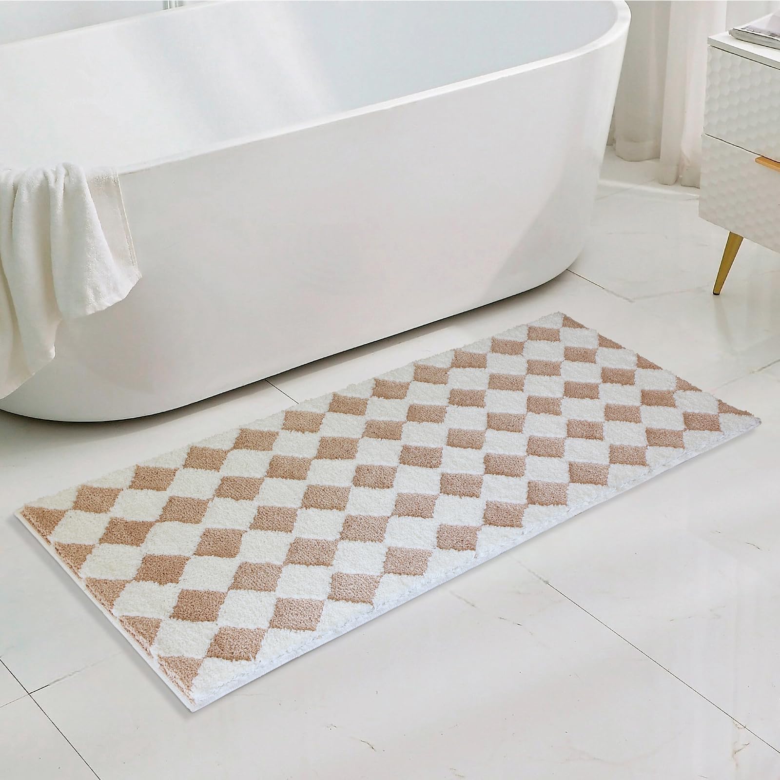 Cute Bath Mat for Bathroom Soft Super Absorbent Non Slip TPR Backing, Quick Drying, Machine Washable Bath