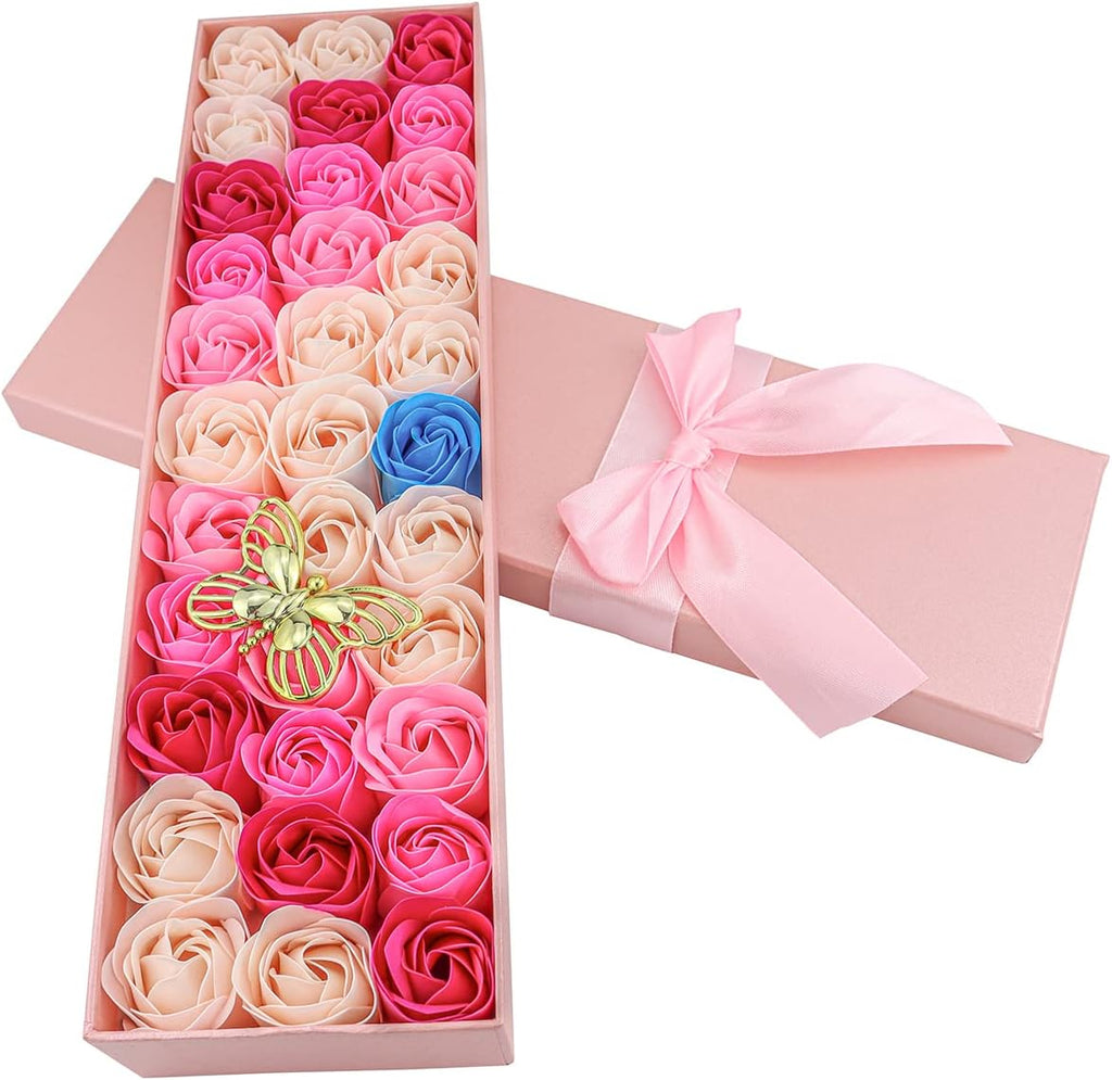 Floral Scented Bath Soap Rose Flower Petals, Plant Essential Oil Rose Soap Set 33 PCS