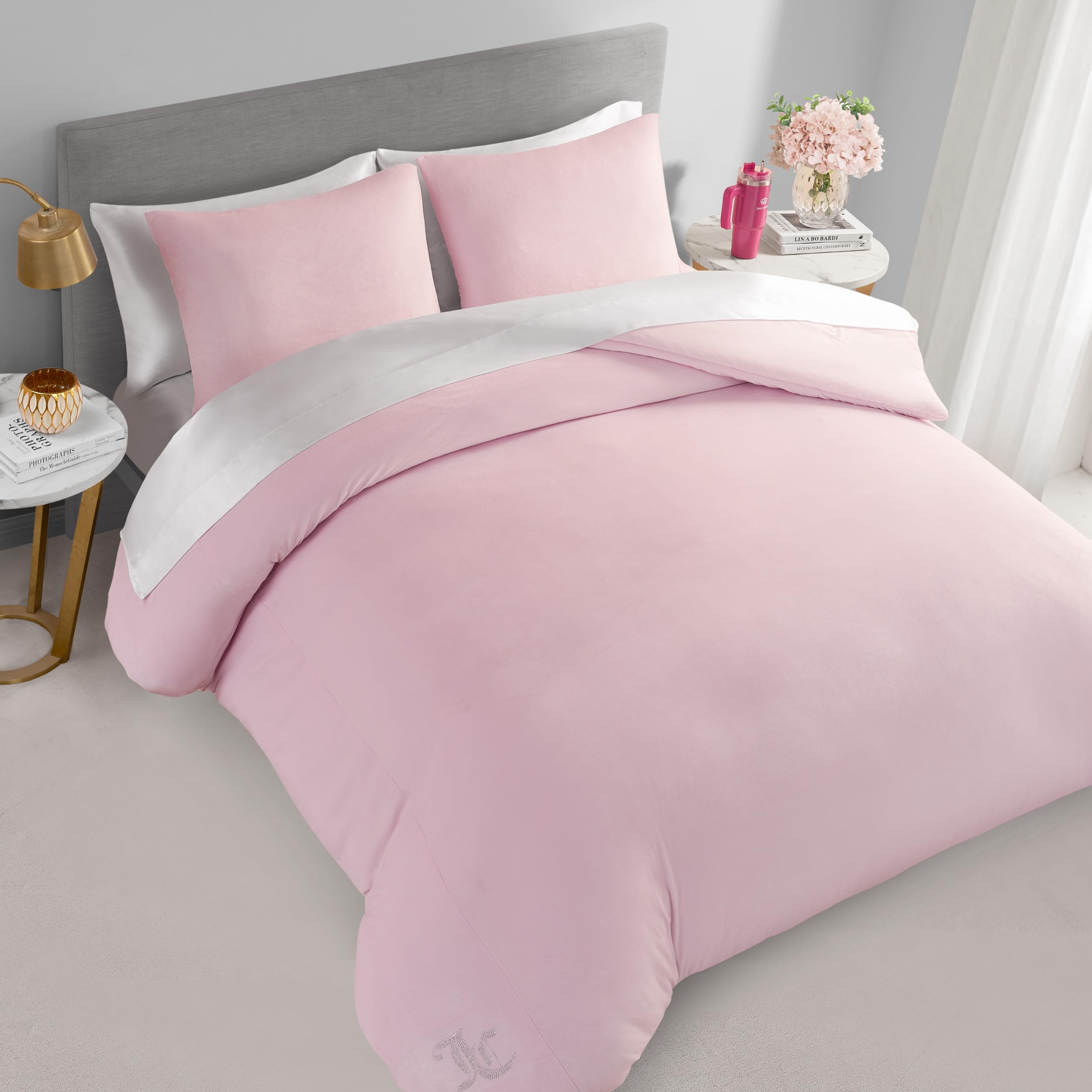 Juicy Couture Solid Velour 3-Piece King Comforter Set â€?Luxurious Bedding Ensemble