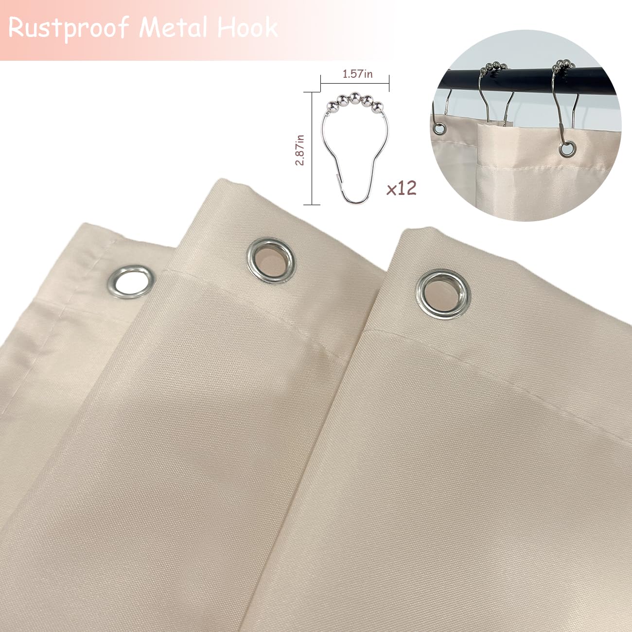 Cute Better Late Than Ugly Shower Curtain Shower Curtain Funky Aesthetic Decor Waterproof Fabric Bathtub Curtains Set with 12 Rustproof Hooks (W 72" x H 72")