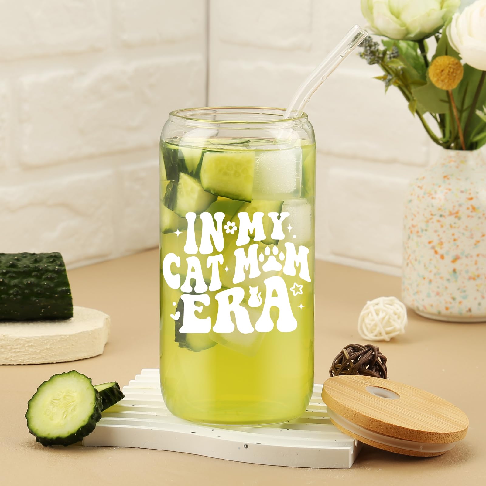 Cherry Bow Cup, Birthday Gifts for Women, Girly Gifts for Her, Sister, Mom, Colleague - 16 OZ Glass Tumbler with Straw & Lid, Coquette Iced Cup