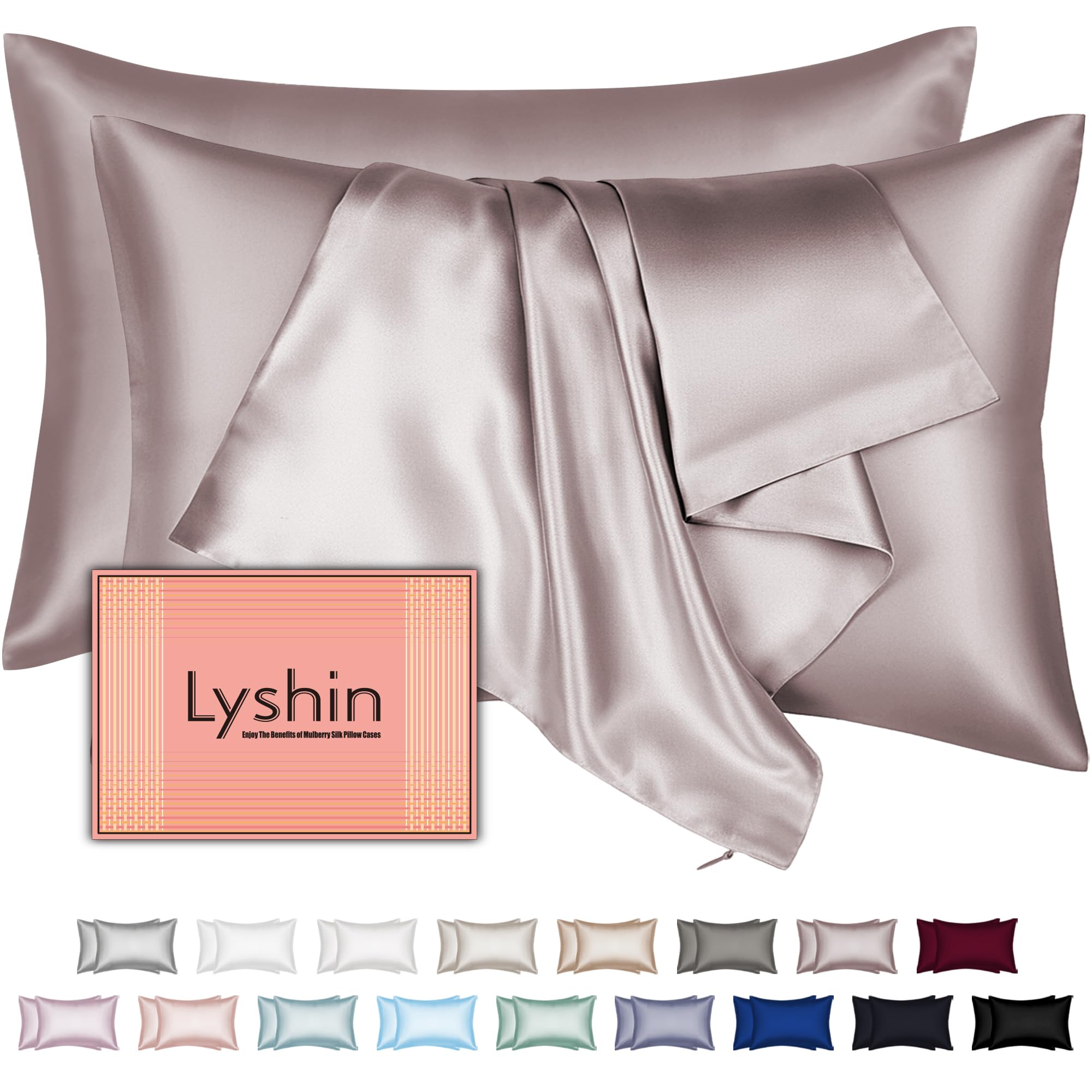 Silk Pillow Cases with Hidden Zipper, Ultra Smooth and Soft Breathable Cooling Silk Satin Pillowcase