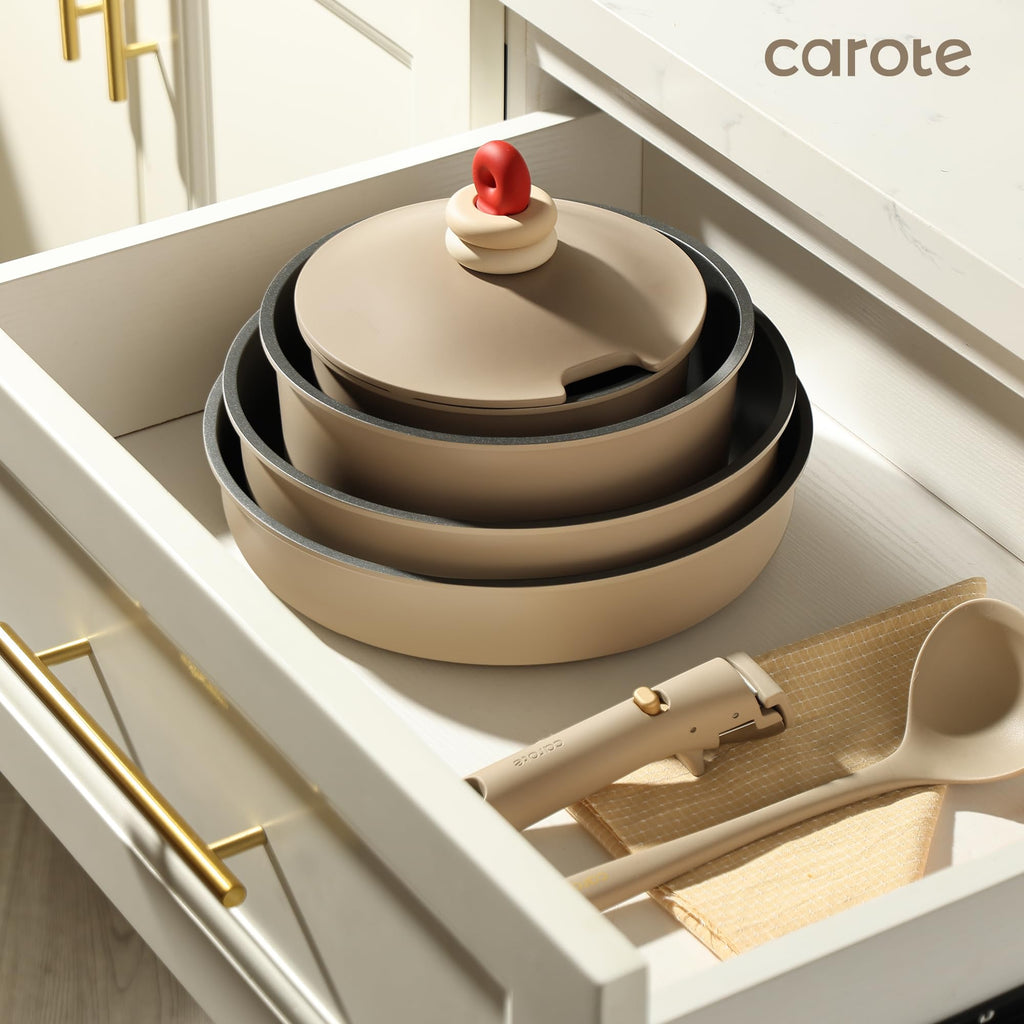 Pots and Pans Set Non Stick, Nonstick Cookware Set, Oven/Dishwasher/Fridge Safe Pots and Pans, RV Safe Cookware, 23pcs Gift Set Detachable Handle