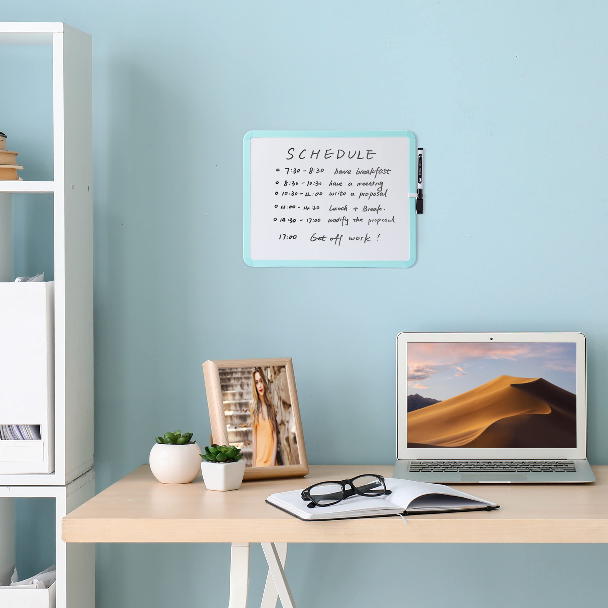 Dry Erase Board, 14â€?x 11â€?with a Black Dry Erase Marker Color Frame, Small White Board Dry Erase Whiteboard