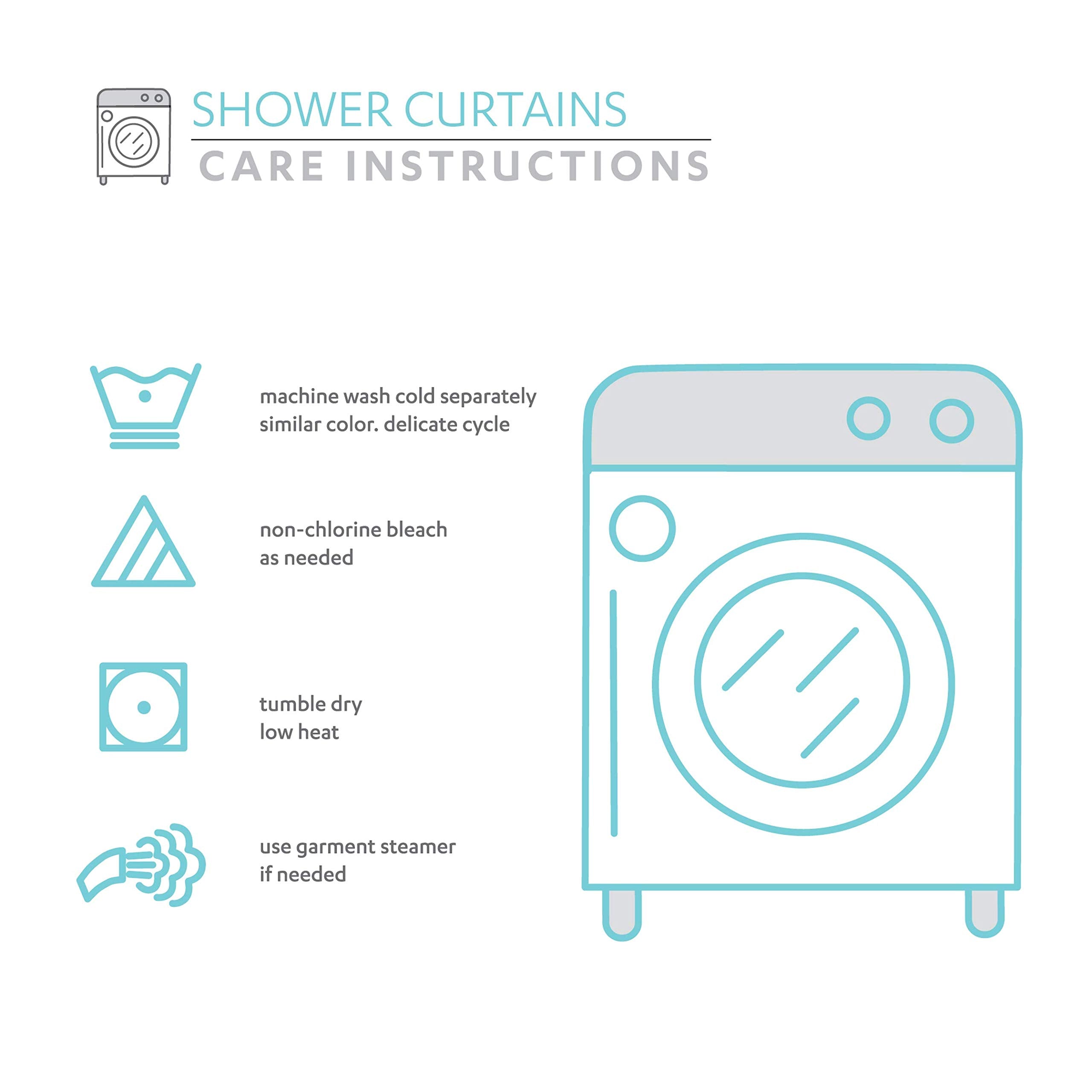 Lush Decor Linen Button Shower Curtain, 72" W x 72" L, Fabric Shower Curtains