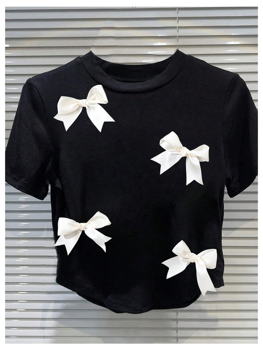 Women's Coquette Bow Tops Cute Short Sleeve Round Neck T Shirt