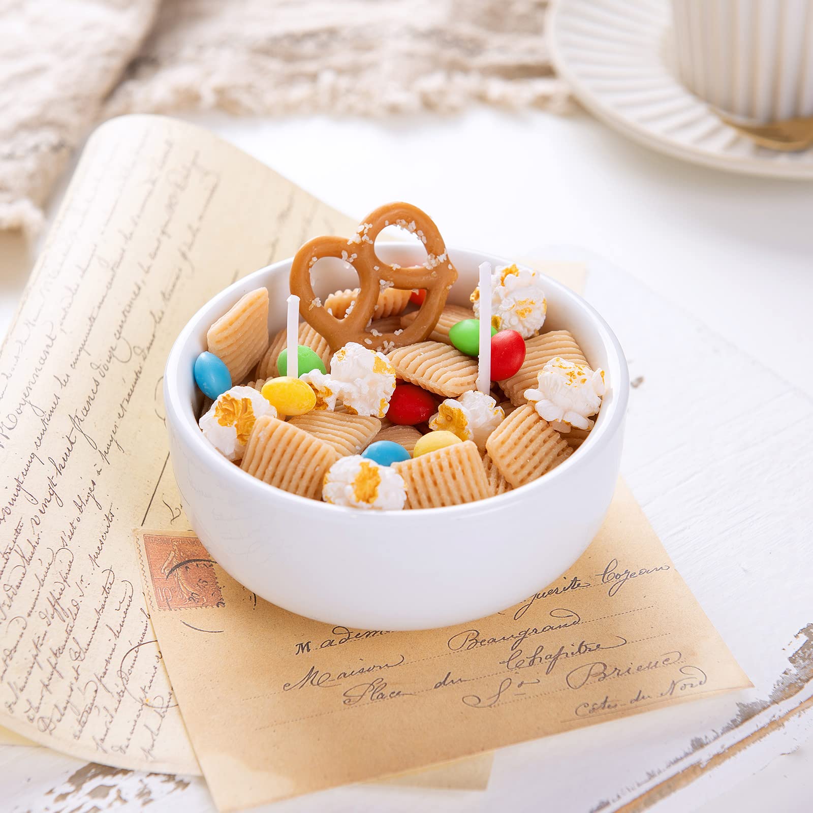 Cereal Bowl with Metal Spoon Scented Soy Candle