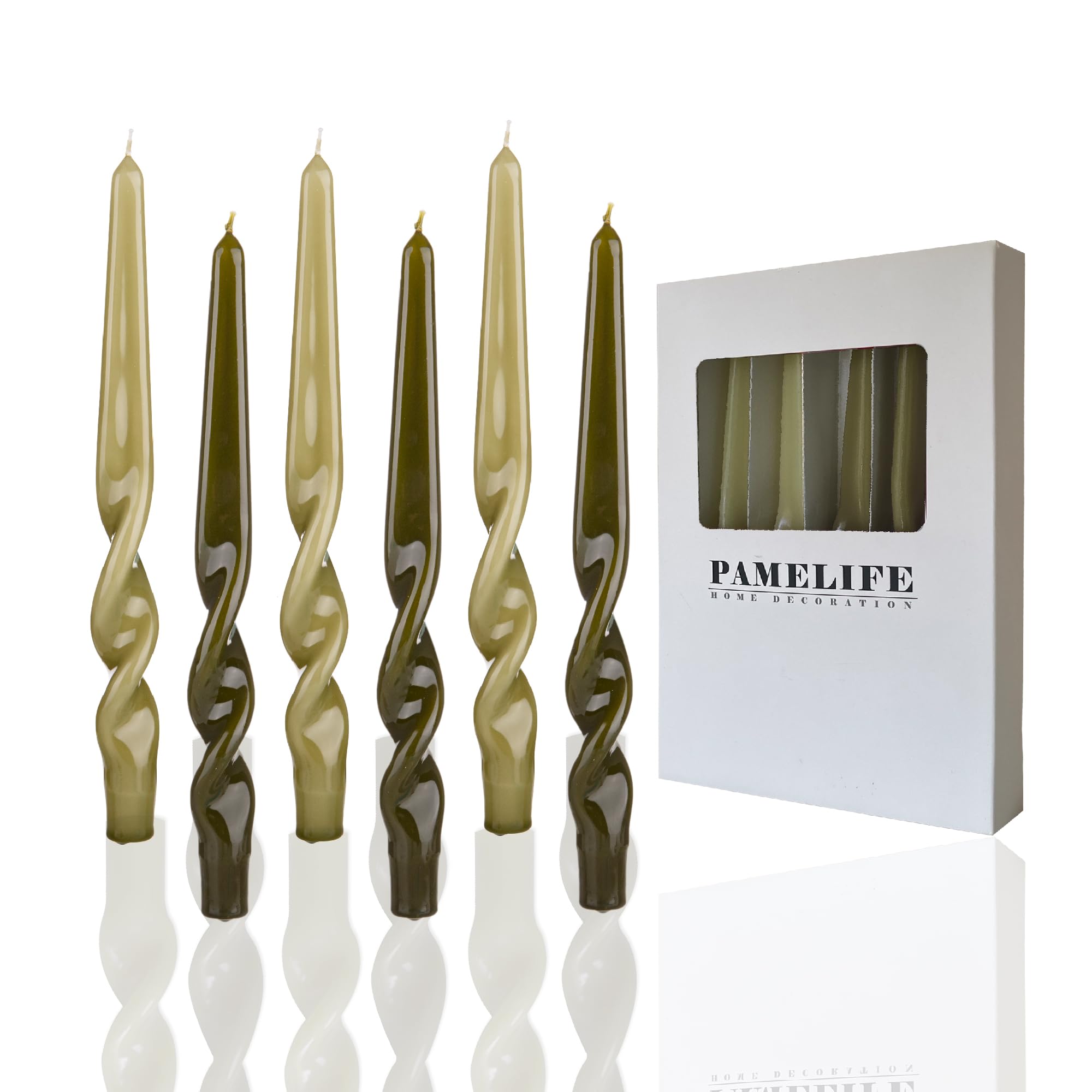 Spiral Taper Candles - Set of 6 Twisted Candle 9.5 Inch Tall for Home Decoration