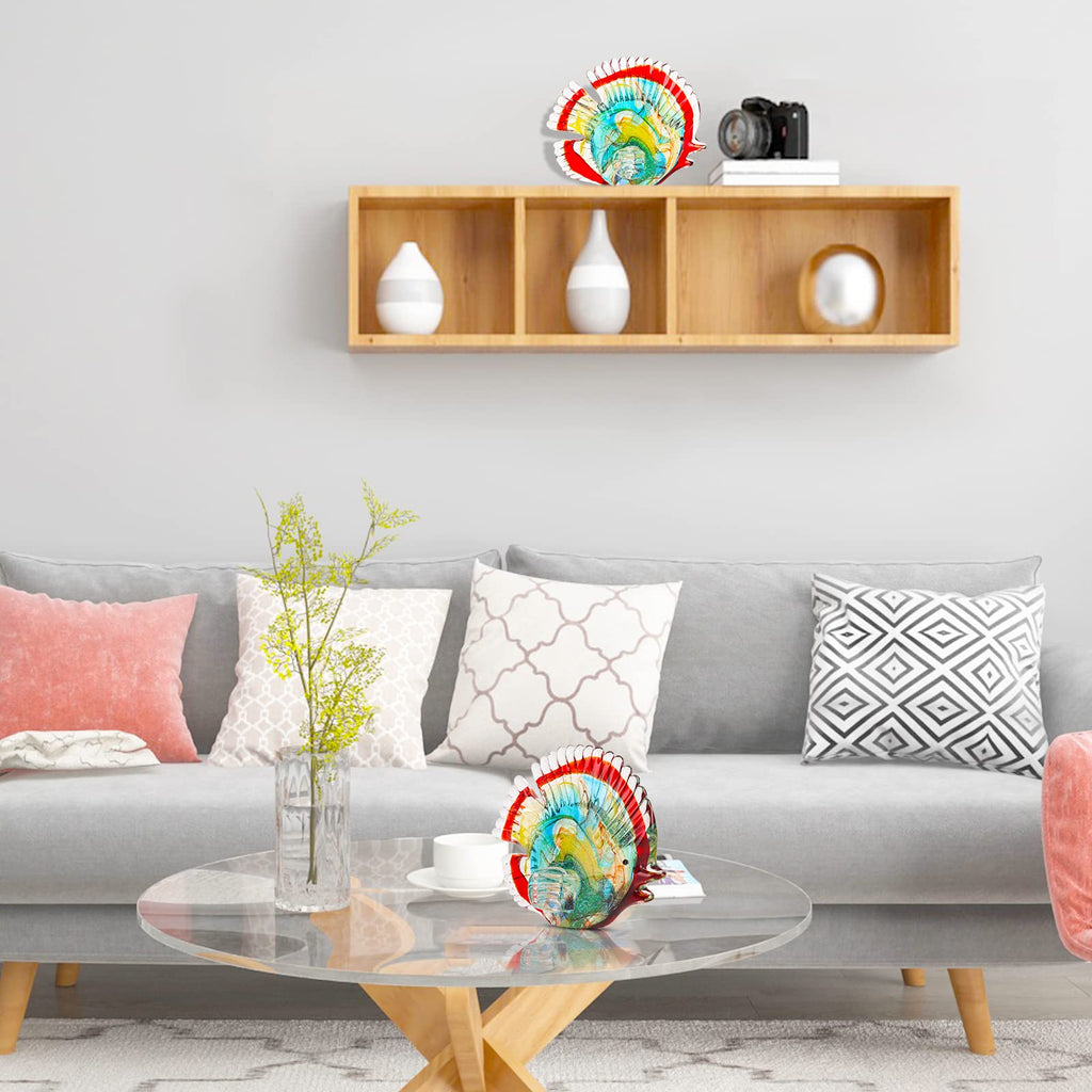 Hand Blown Glass Conch - Coastal Home Decor Conch Corners, Glass Art Conch Sculptures, Office Decor Blown Glass Art, Living Room Table Centerpieces, Bathroom Shelf Tops And Cabinet Decor