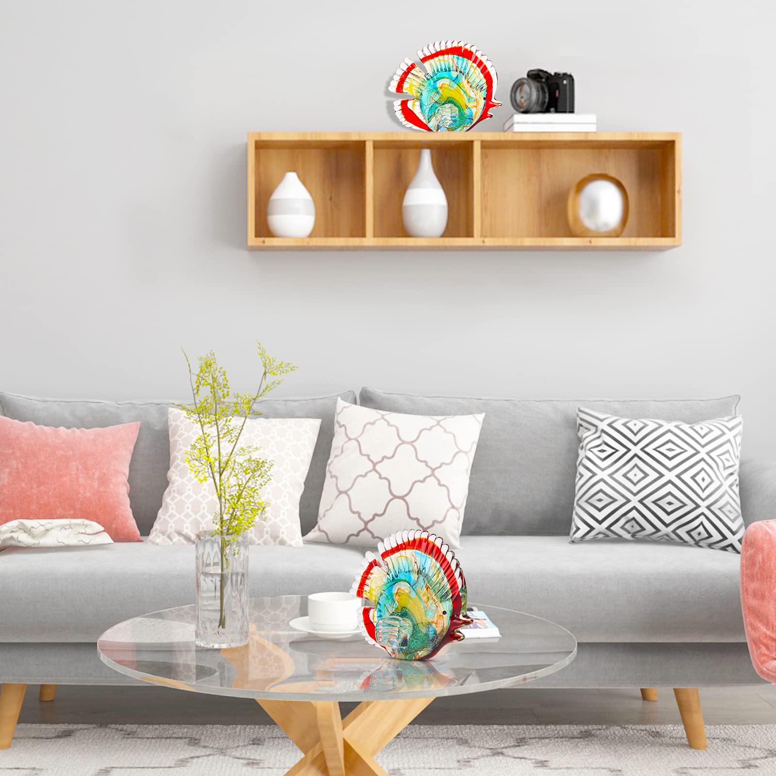 Hand Blown Glass Conch - Coastal Home Decor Conch Corners, Glass Art Conch Sculptures, Office Decor Blown Glass Art, Living Room Table Centerpieces, Bathroom Shelf Tops And Cabinet Decor