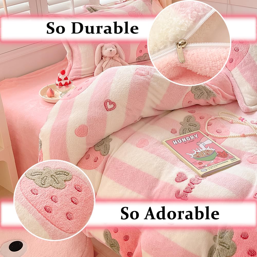 Kawaii Twin Duvet Cover Set â€?Soft Reversible Bedding with Fluffy Comforter Cover