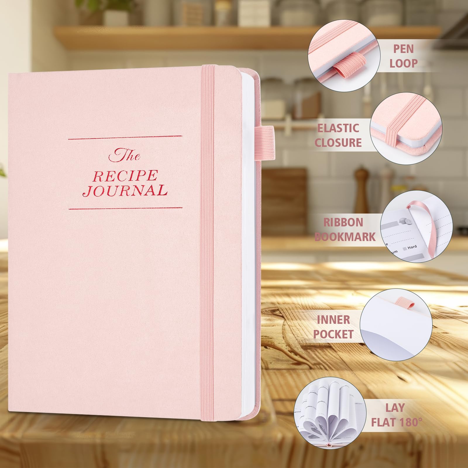 Recipe Book to Write in Your Own Recipes, Personal Cook Books to Write in and Hardcover Recipe Notebook with 2 colorful stickers for Family Recipes(A5)