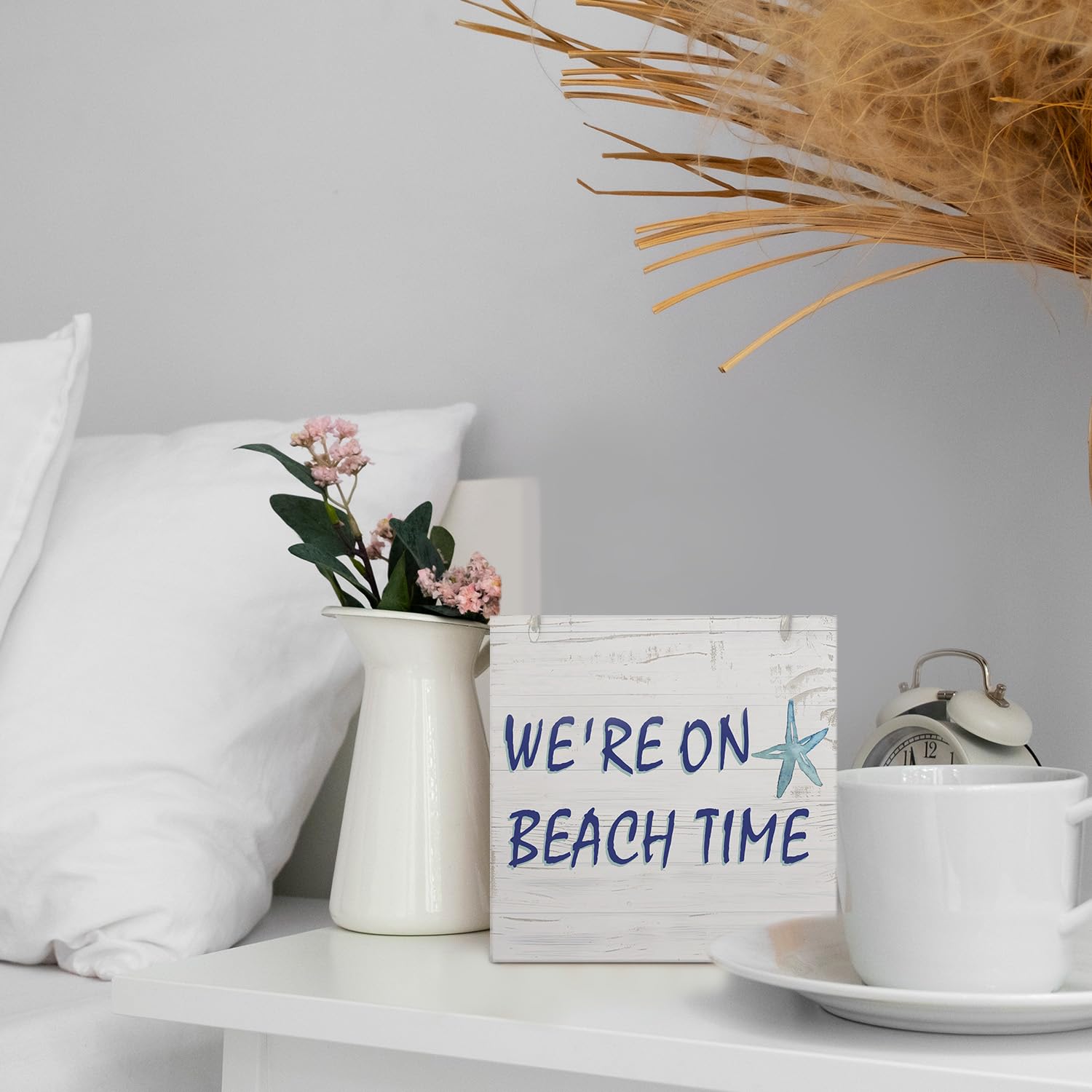 Coquette Pink Bow Champagne Wooden Box Sign, 5x5 Inch