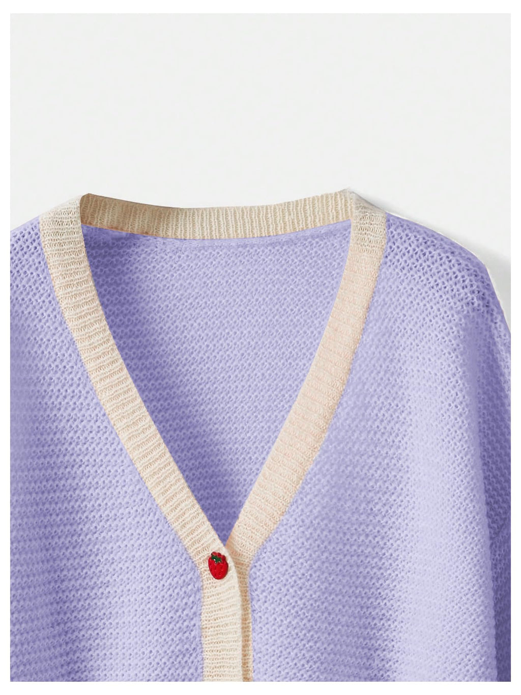 Women's Strawberry Pattern Open Front Bishop Sleeve Casual Cardigan