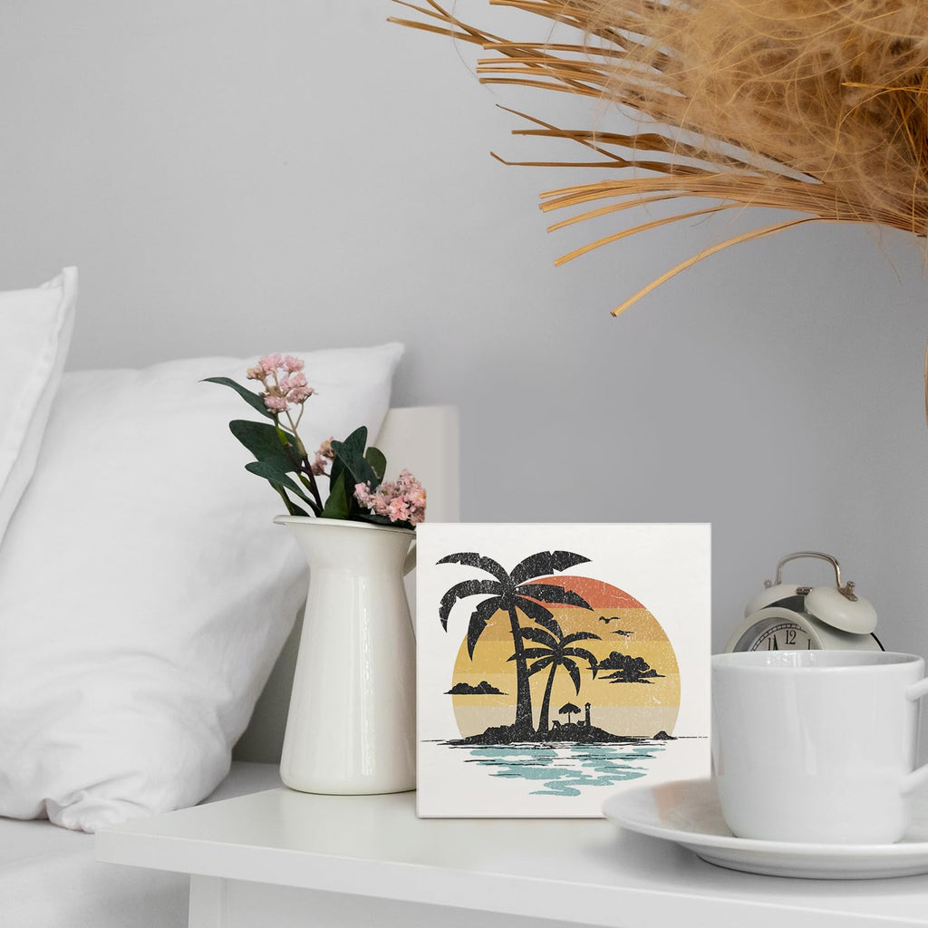 Coquette Pink Bow Champagne Wooden Box Sign, 5x5 Inch