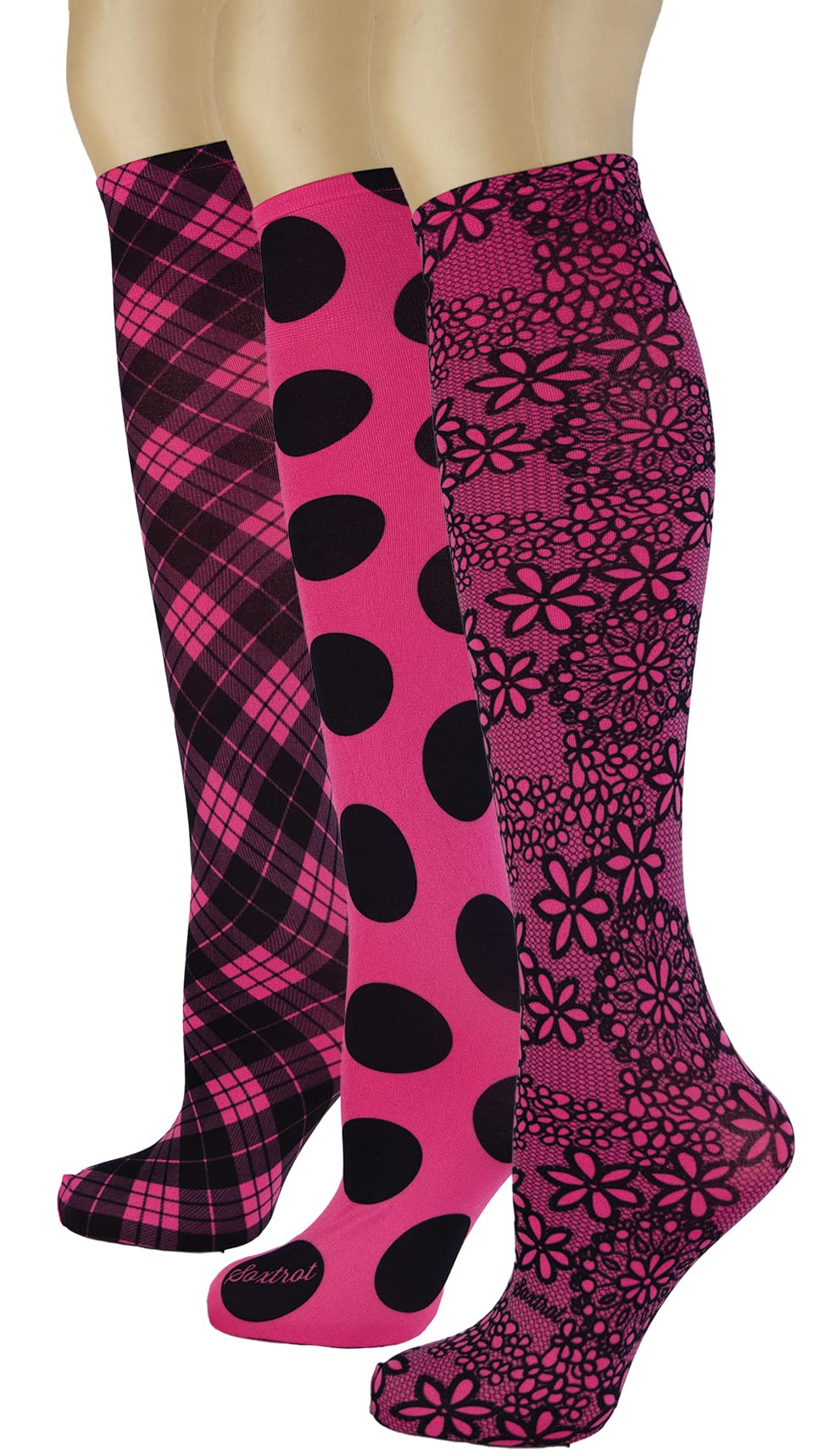 Women's 3 Pairs Knee High Trouser Socks, Classy and Colorful Printed Patterns, Silky Smooth Material