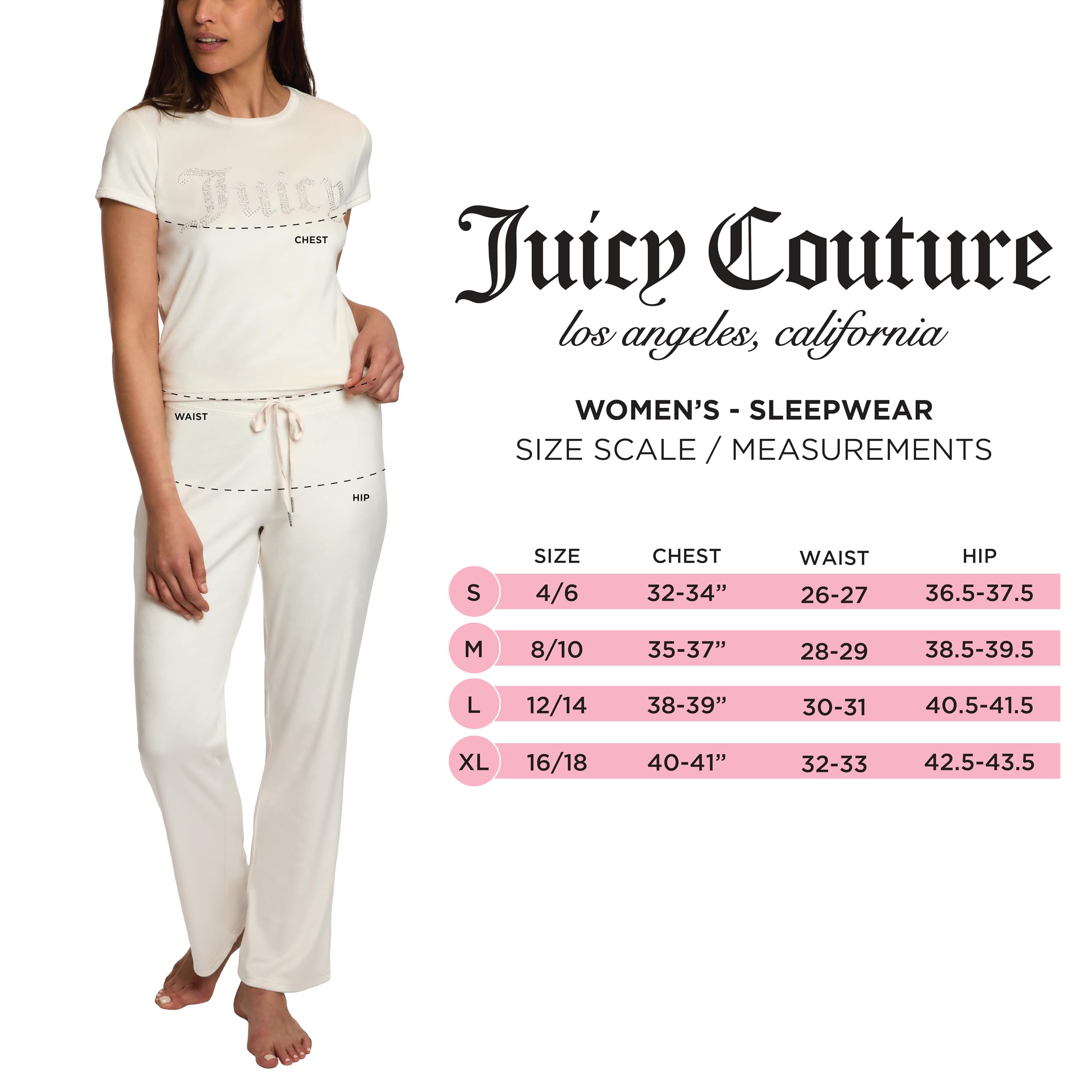 Juicy Couture Women's 2-Piece Velvet Fleece Lounge Sleepwear Set â€?Short Sleeve Shirt and Pants