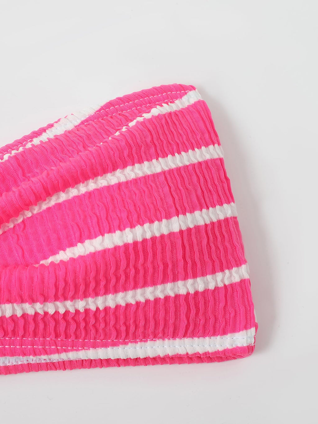 Women's 2 Piece Strapless Swimsuit Striped Bandeau High Waisted Thong Bikini Set Bathing Suit