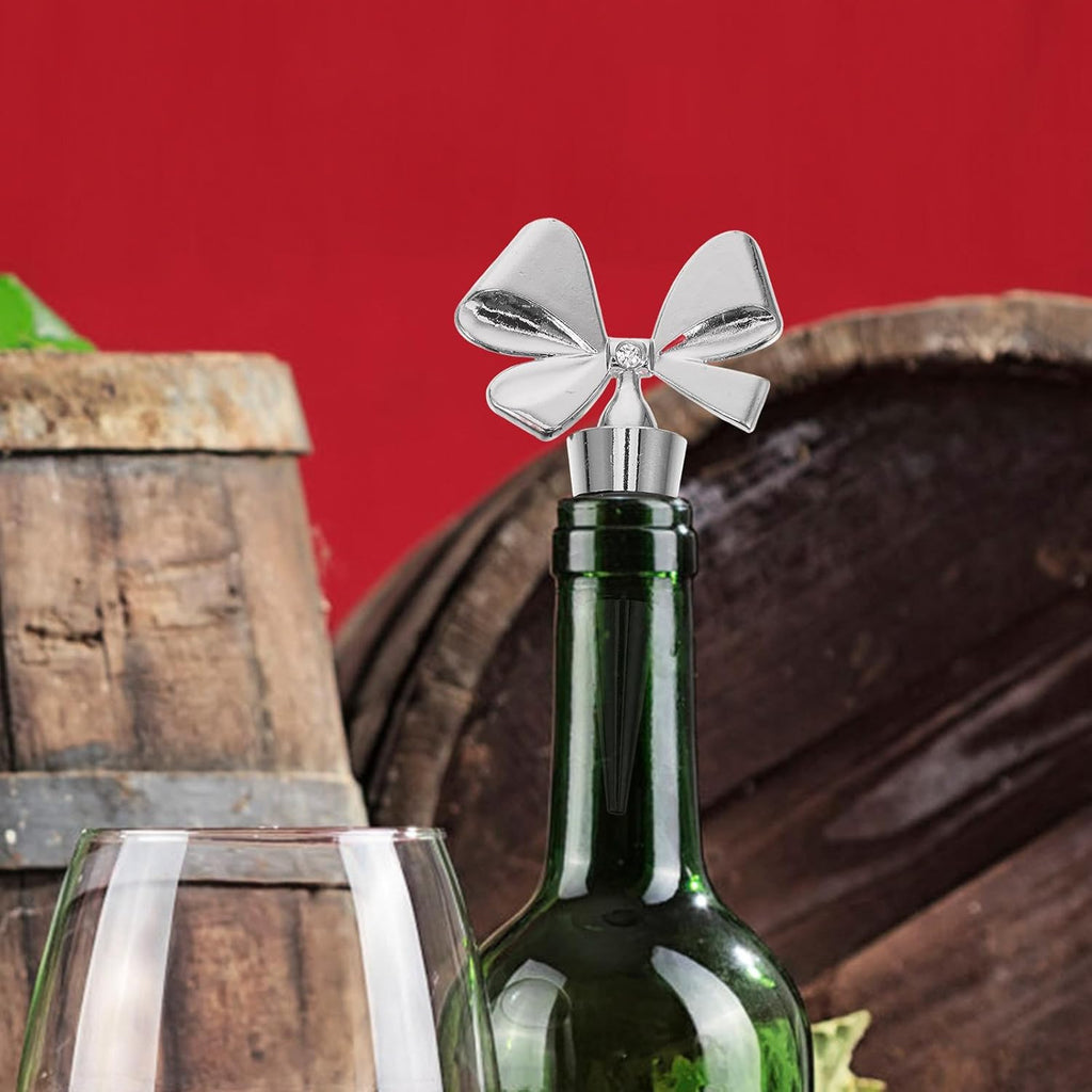 Cute Bow Tie Bottle Stopper, Alloy Silicone Wine Stopper, Reusable Beverage Bottle Stopper, 15-20mm