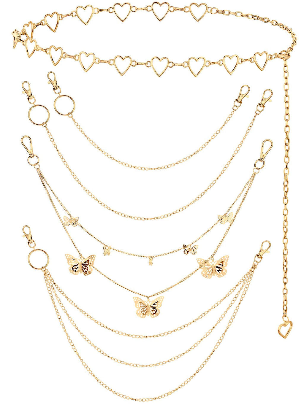 Multi-Layer Chain Belt â€?5-Piece Hip Hop Metal Wallet Chains for Jeans & Pants