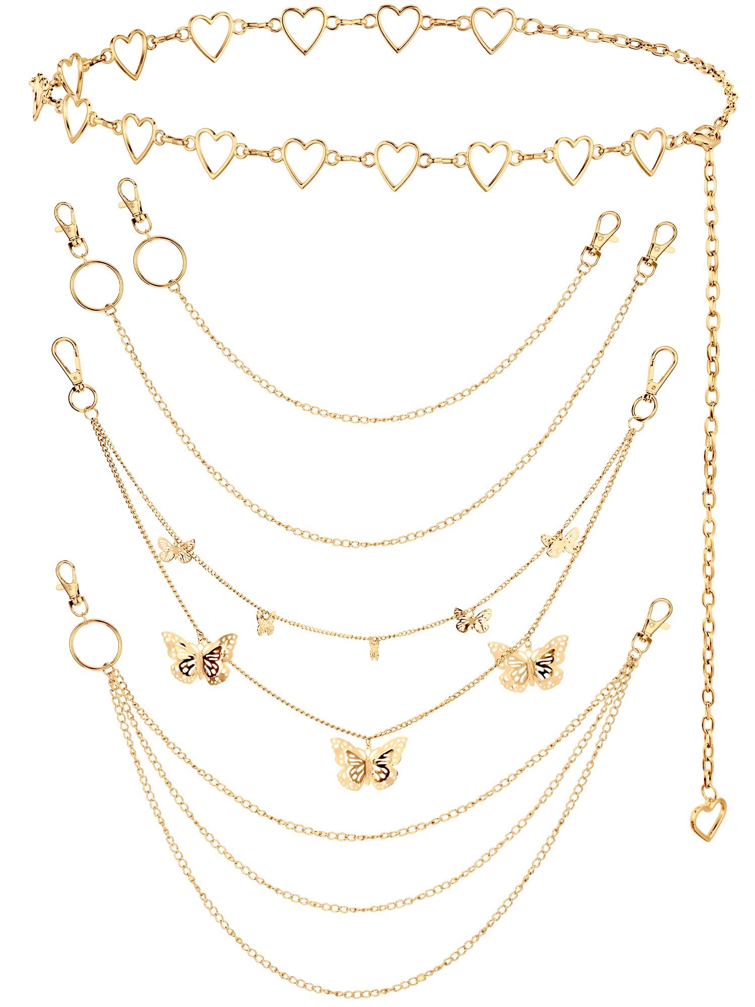 Multi-Layer Chain Belt â€?5-Piece Hip Hop Metal Wallet Chains for Jeans & Pants