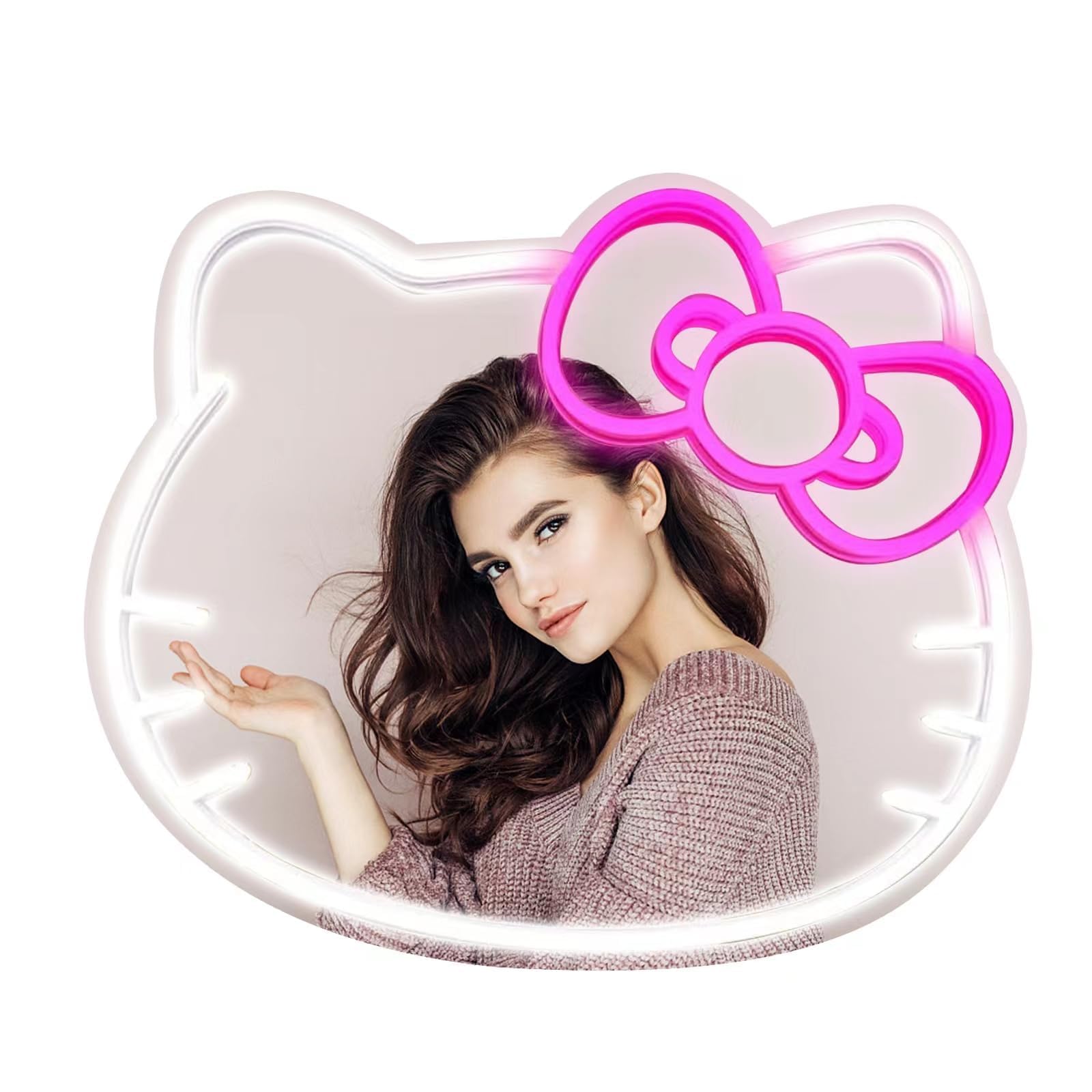 Hello Kit Mirror with Light Neon Signs for Wall Decor