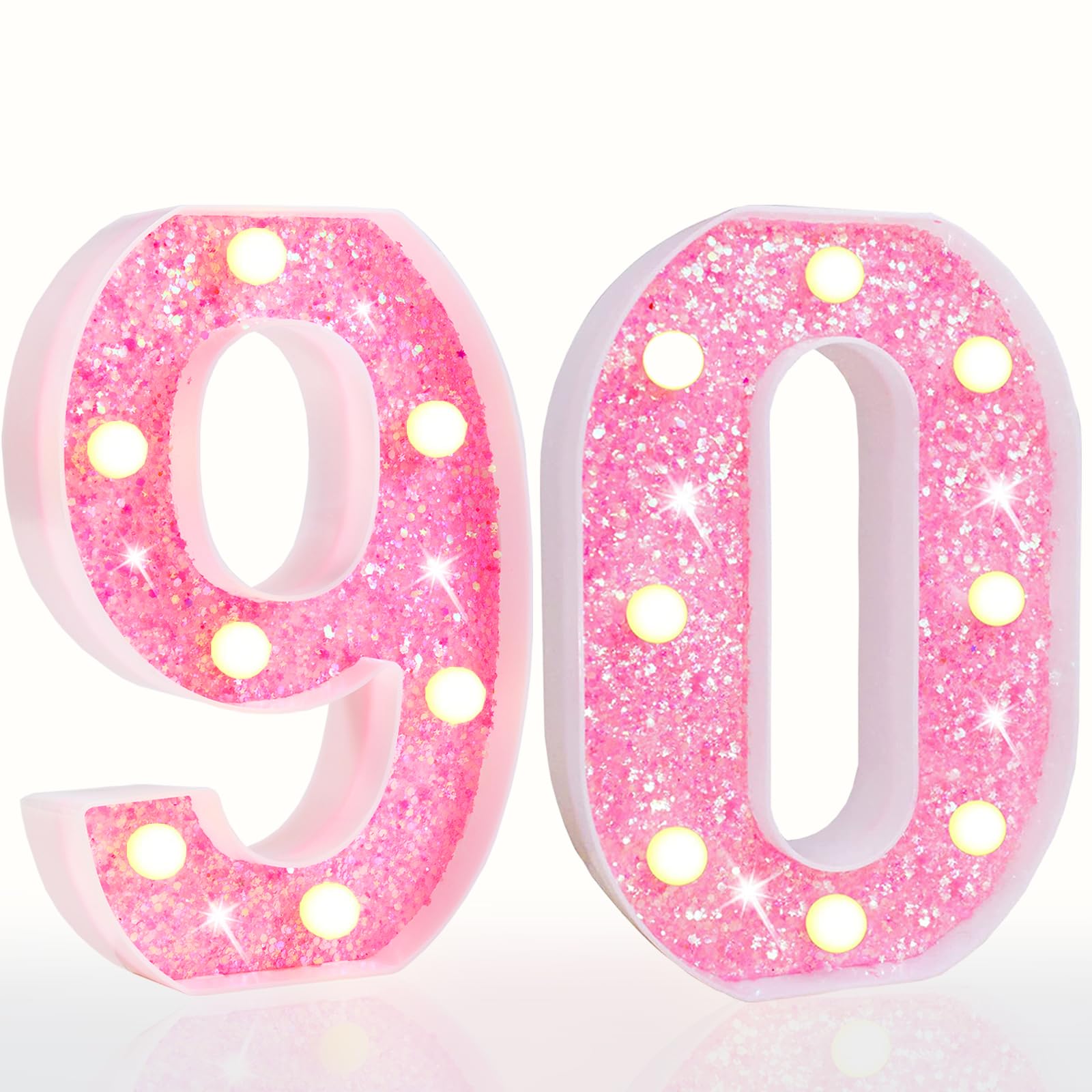 Pink LED Letters Glitter Alphabet LetterS & Numbers Sign Battery Powered