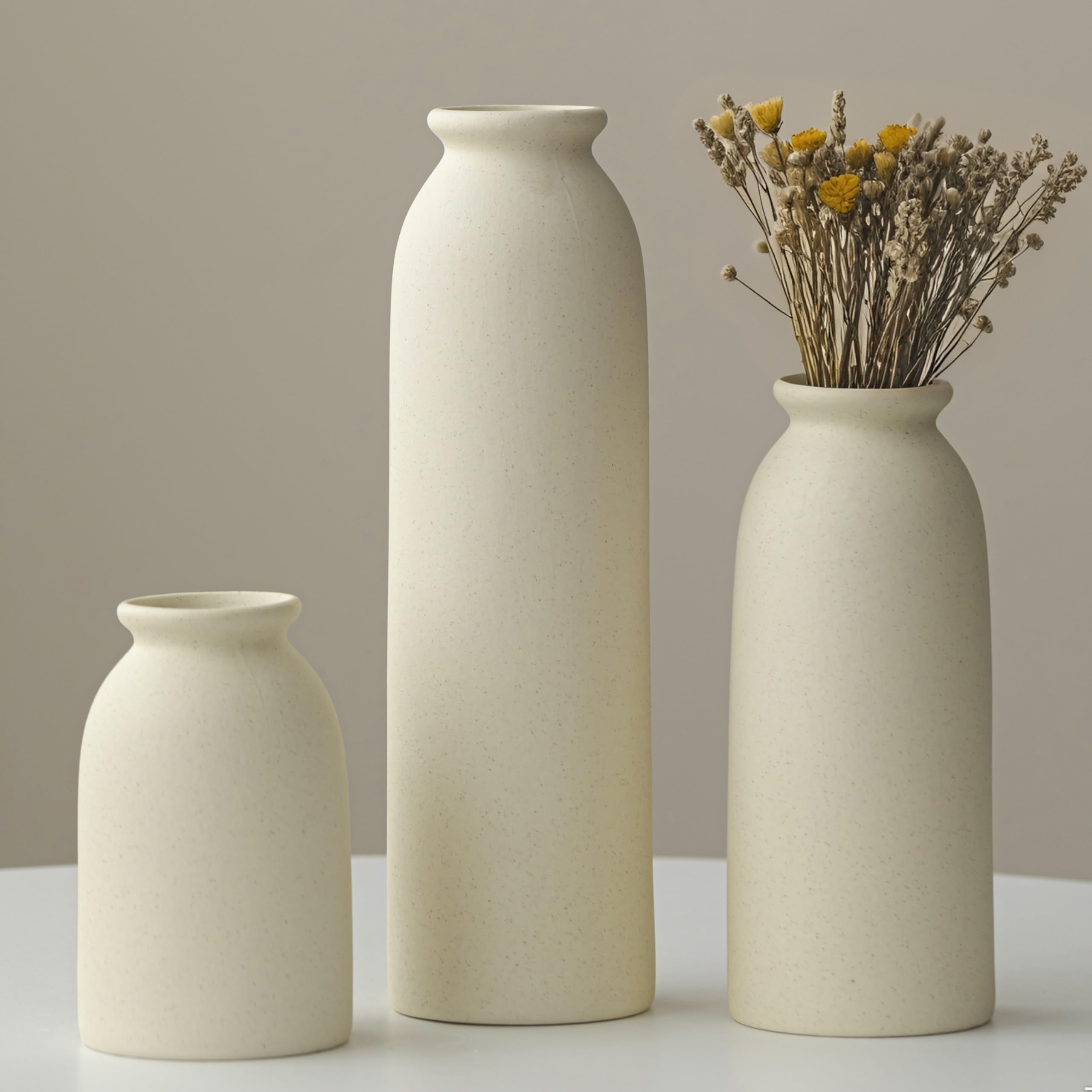 Tall Decorative Ceramic Vase Set, 3 Pieces