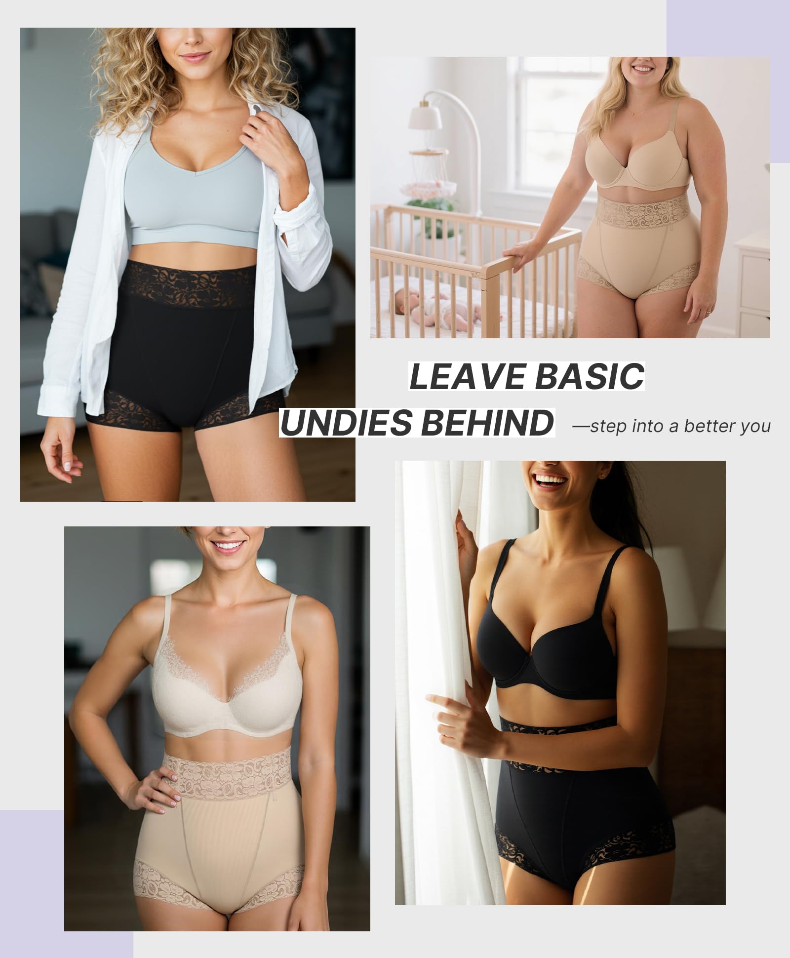 Shapewear for Women Tummy Control Short Faja Body Shaper Compression Panties Mid Waisted Briefs Lace Underwear