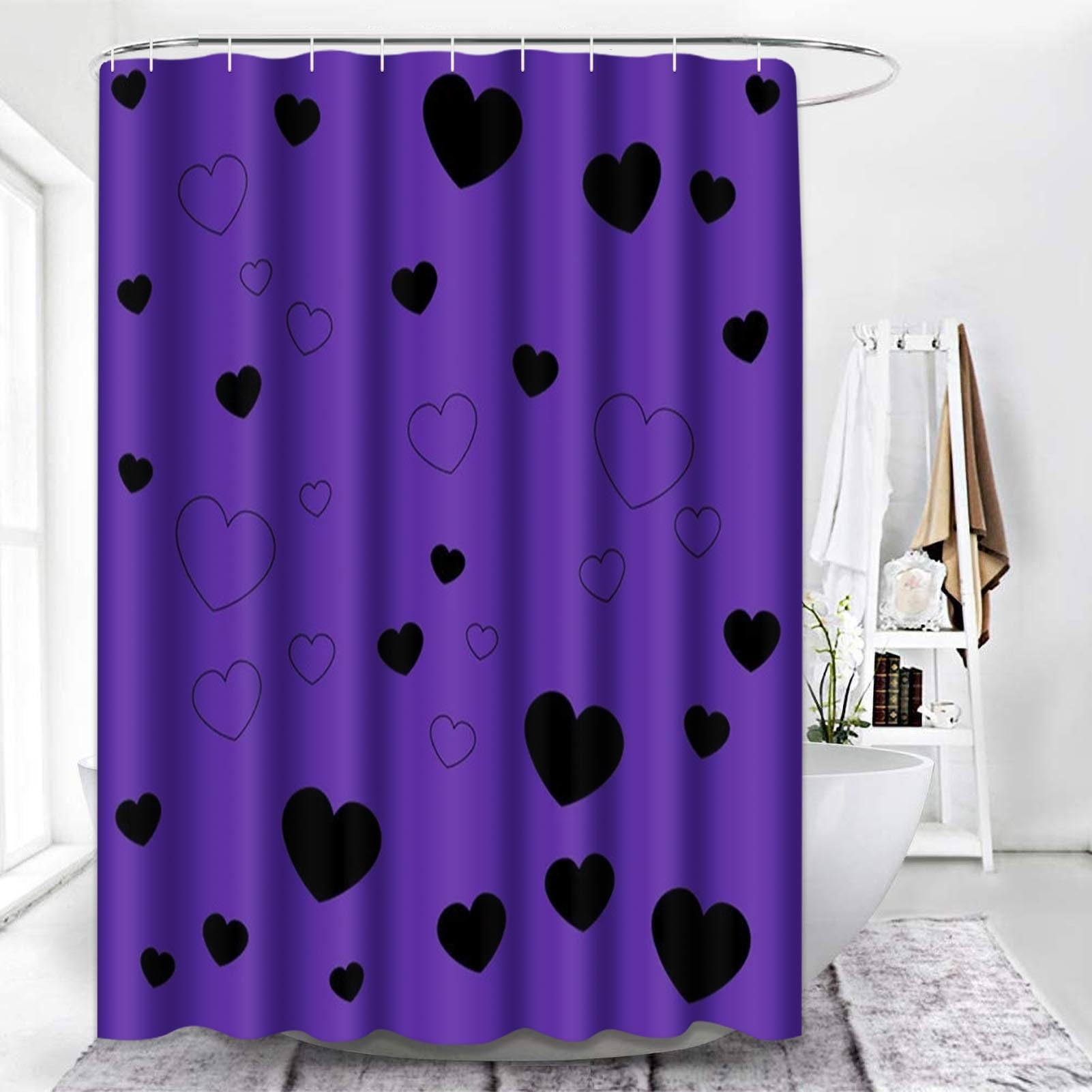 Vintage 4 Pcs Bathroom Sets with Shower Curtain and Rugs, Shower Curtain Sets for Bathroom Decor with 12 Hooks