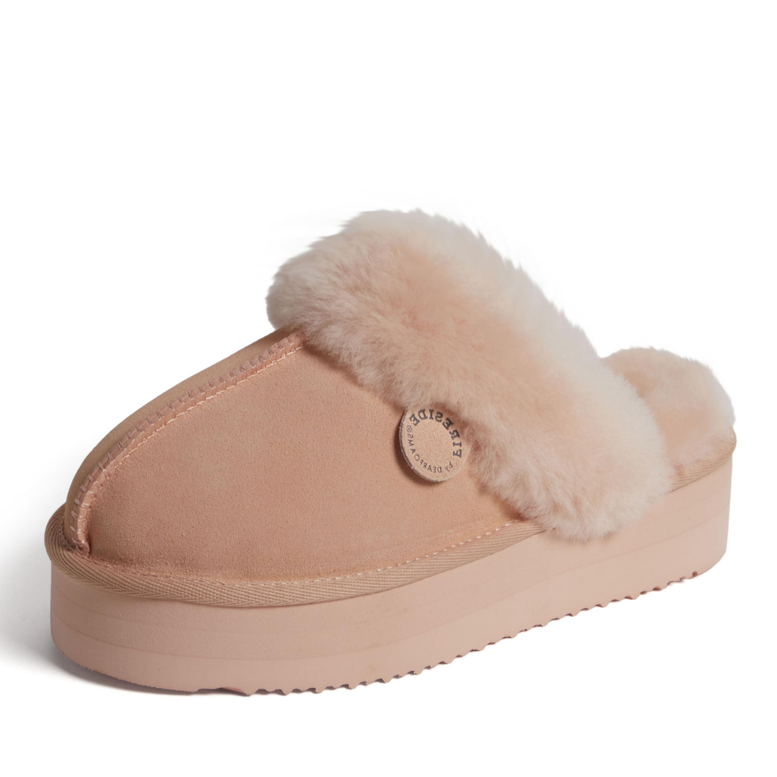 Women's Fireside Melton Genuine Shearling Shearling Platform Slippers Scuff