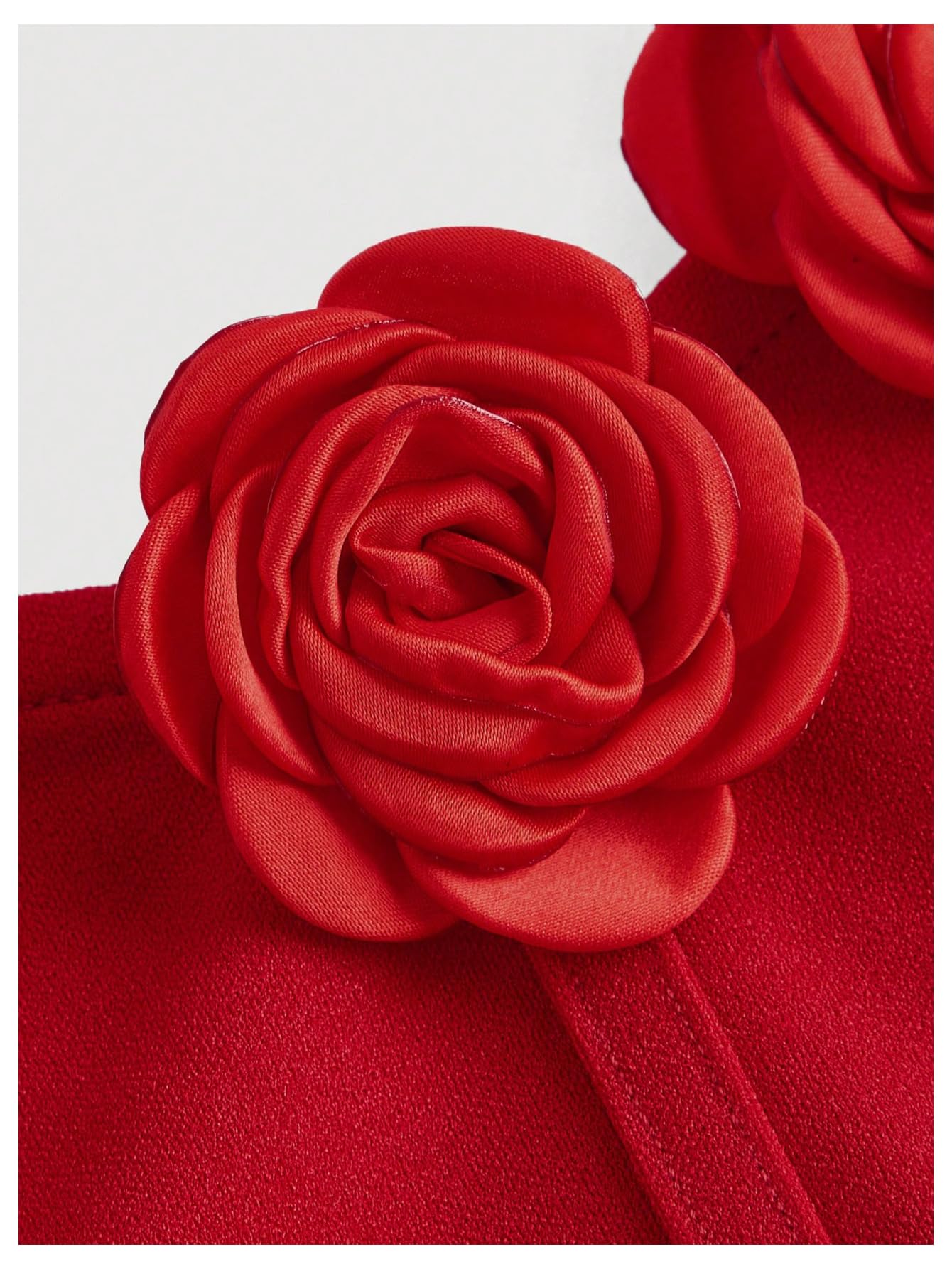 Women's 3D Flower Strapless Midi Dress Ruched Split Corset Bodycon Dresses