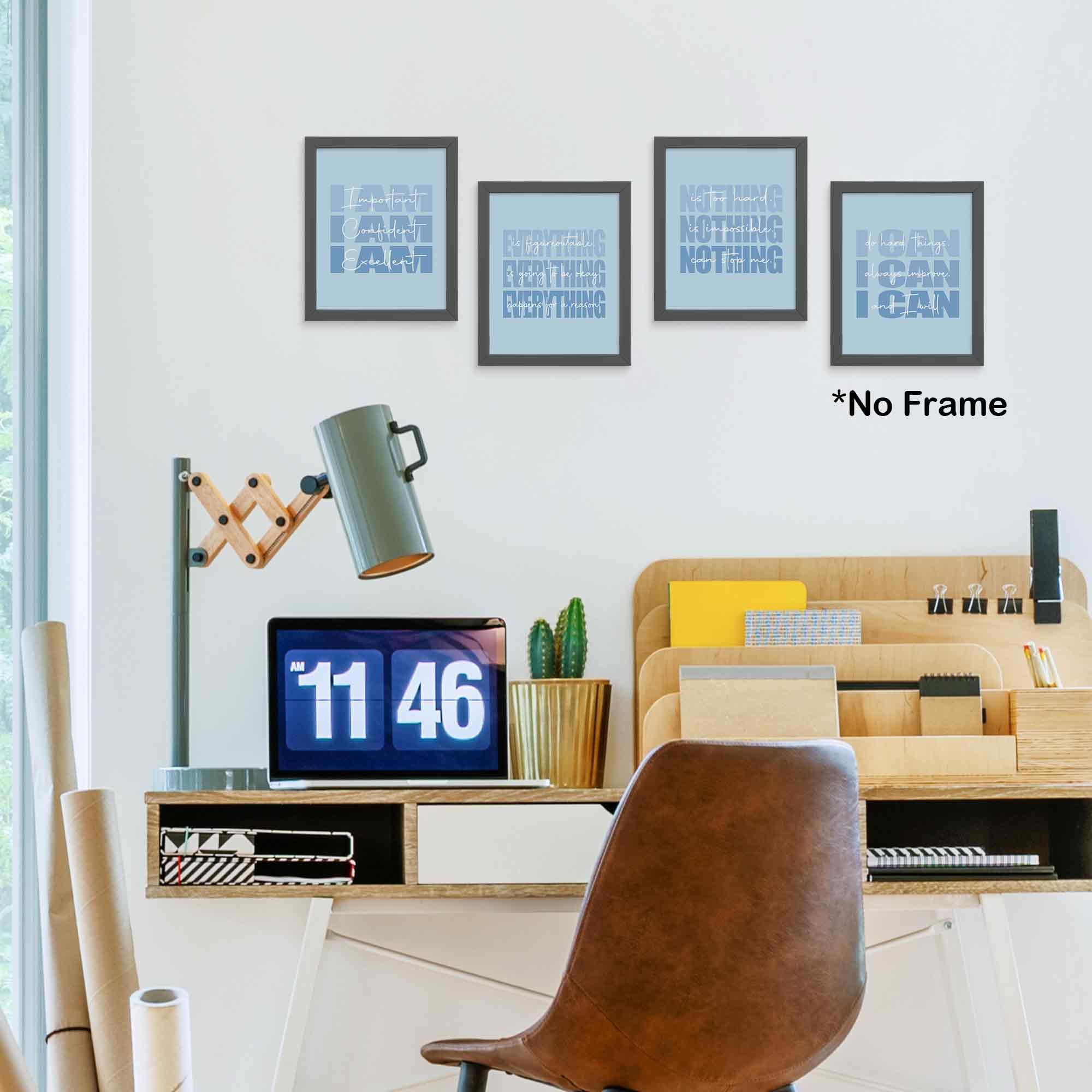 Set of 4 Inspirational Posters â€?Motivational Wall Art for Teen Girls & Women (8x10)