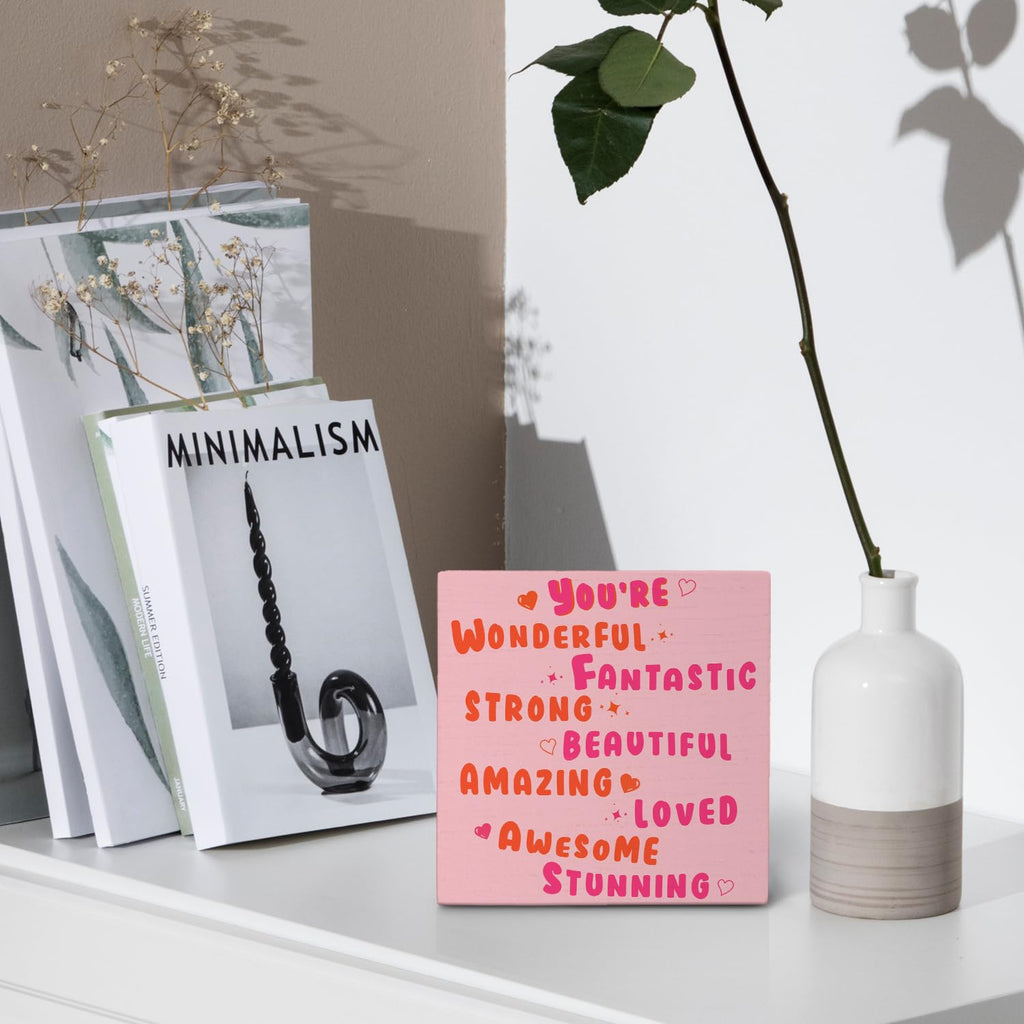 Funky 70s Preppy Wooden Sign, Affirmation Wooden Box Sign Decor, 5x5 Inch