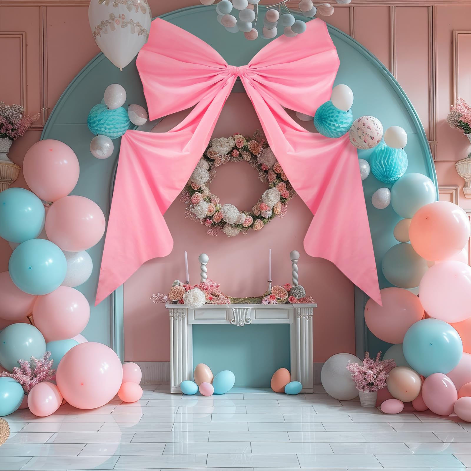 Large Big Wall Bow Decorations 39 x 72 Inch Coquette Decor Ribbon Hanging Tie Bow Decor