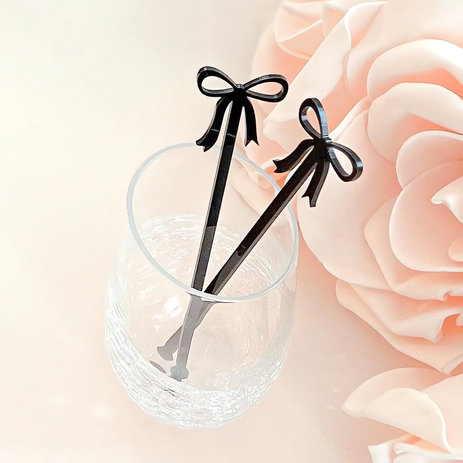 Coquette 20 pcs Bow Drink Stirrers, Acrylic Drink Stirs for Bow Themed Party Decoration