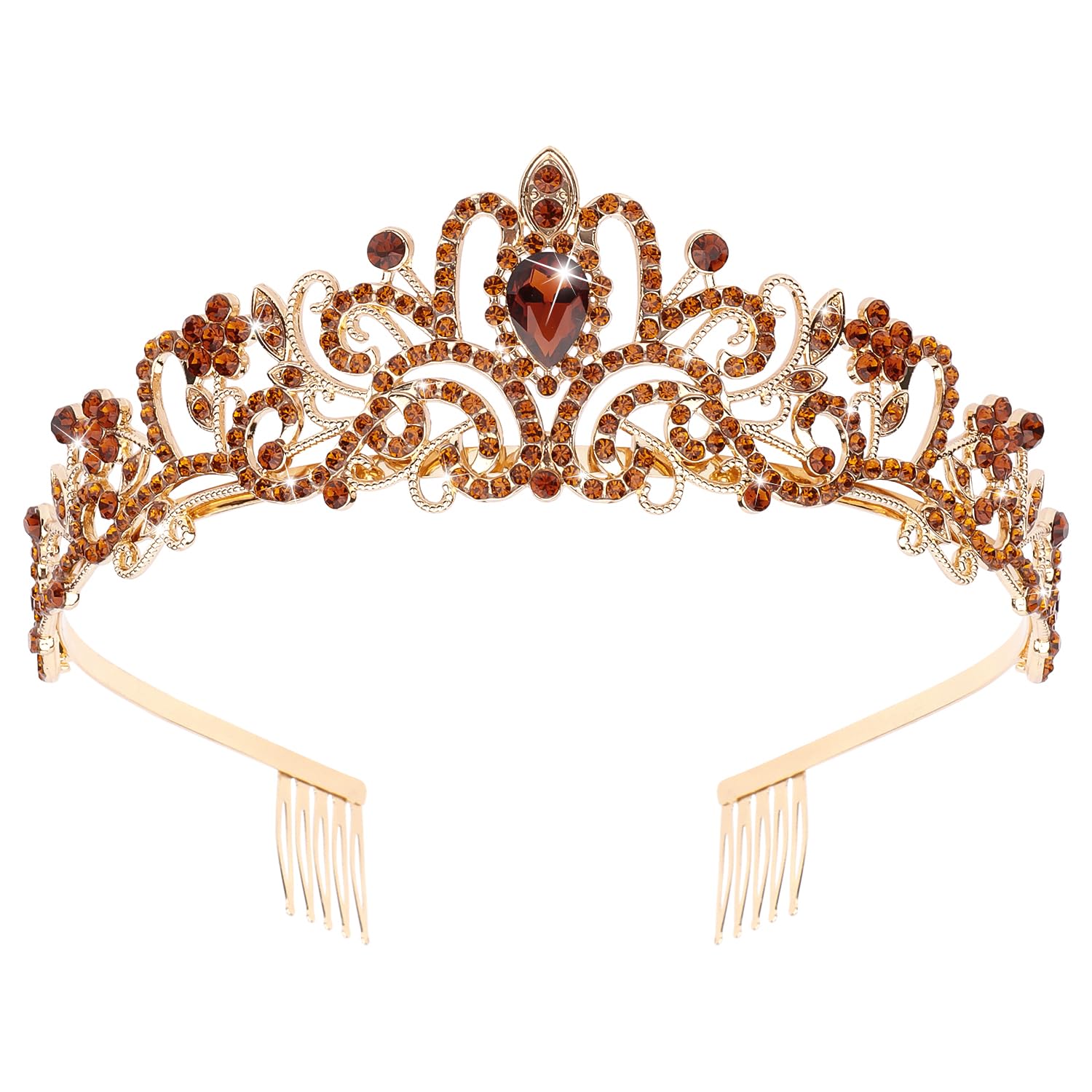 Princess Crystal Tiara Crown Headband Elegant Crown With Combs