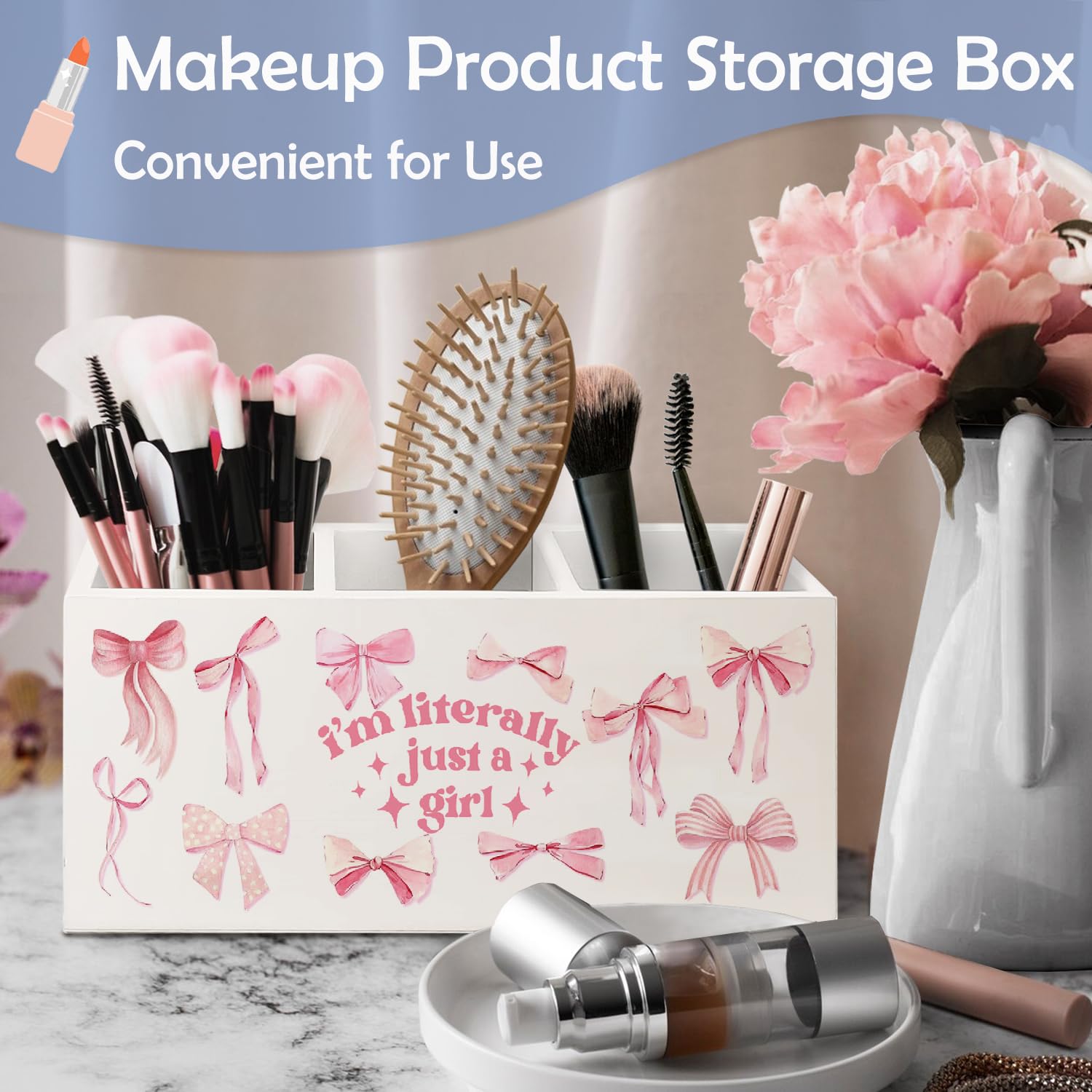 Coquette Bow Preppy Pen Holder, Preppy Desk Decor, Pen Pencil Holder Organizer for Office Desk Accessories