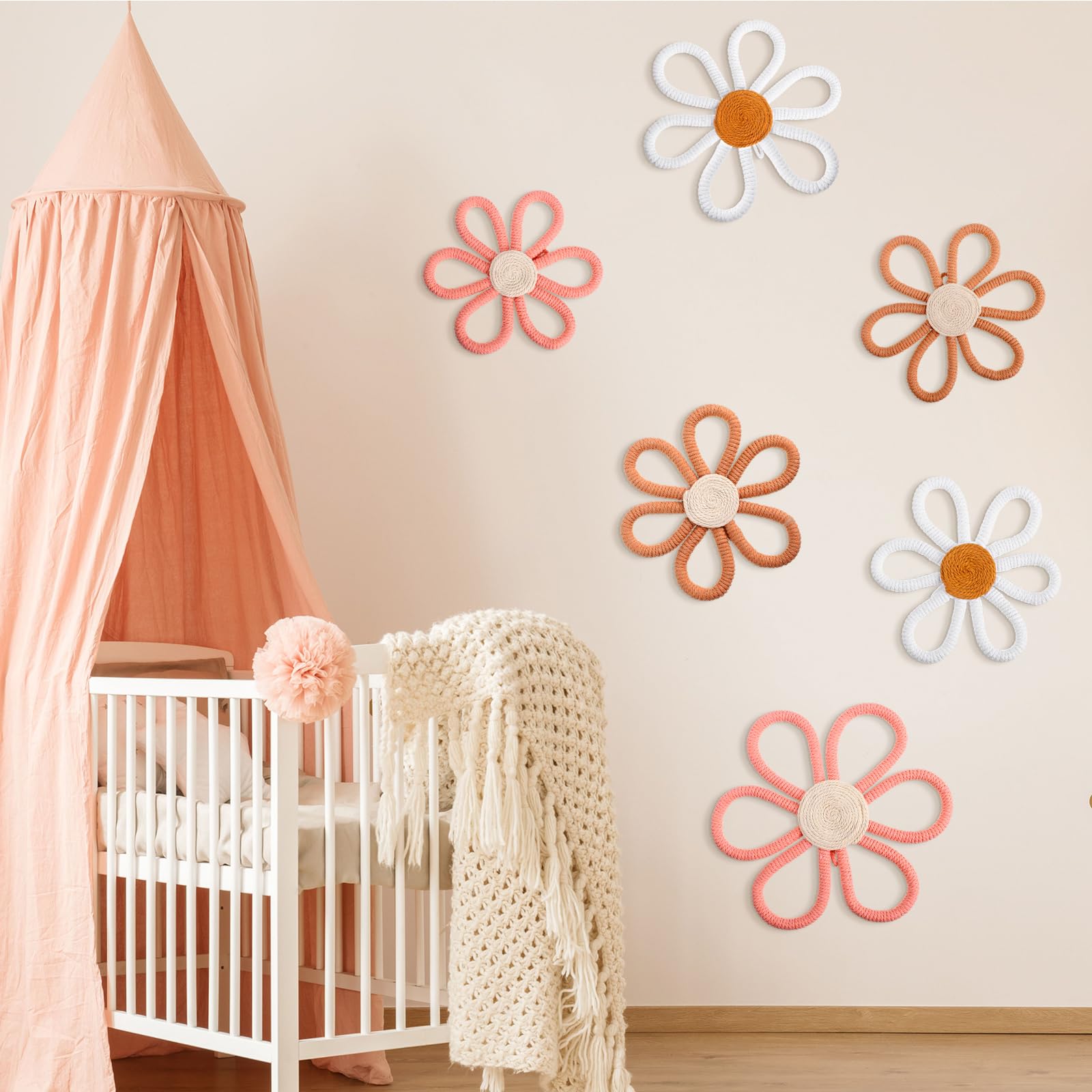 Nursery Decor Boho Daisy Flower 1 Woven Macrame Wall Hanging 3 Size