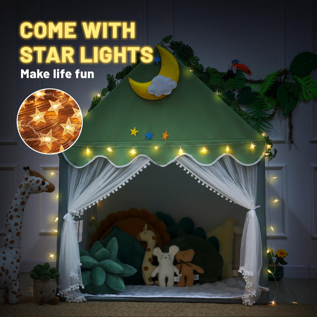 Kid Tent with Mat, Star Lights - Kids Play Tents for Toddlers Kids Tents Indoor Playhouse - Princess Tent for Girls Toy House
