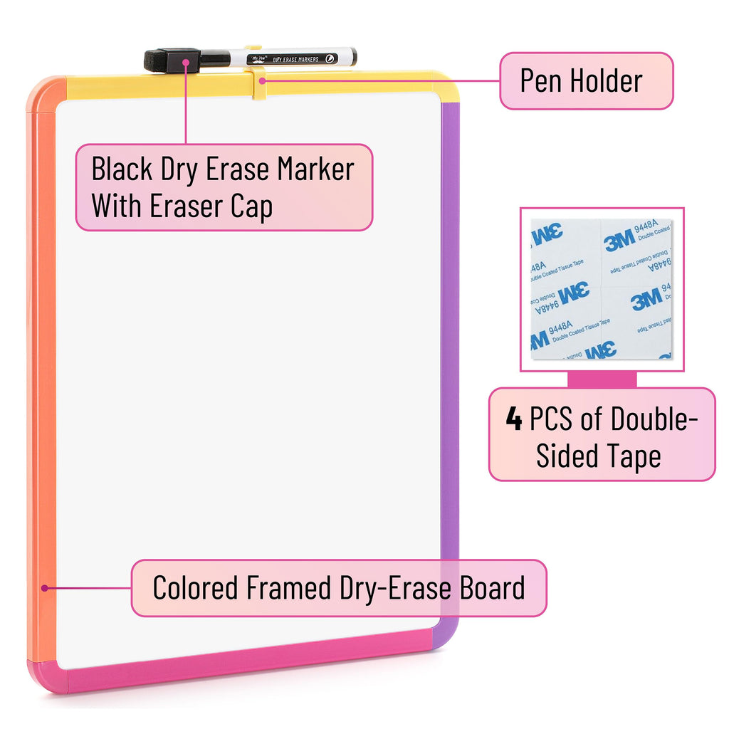 Dry Erase Board, 14â€?x 11â€?with a Black Dry Erase Marker Color Frame, Small White Board Dry Erase Whiteboard
