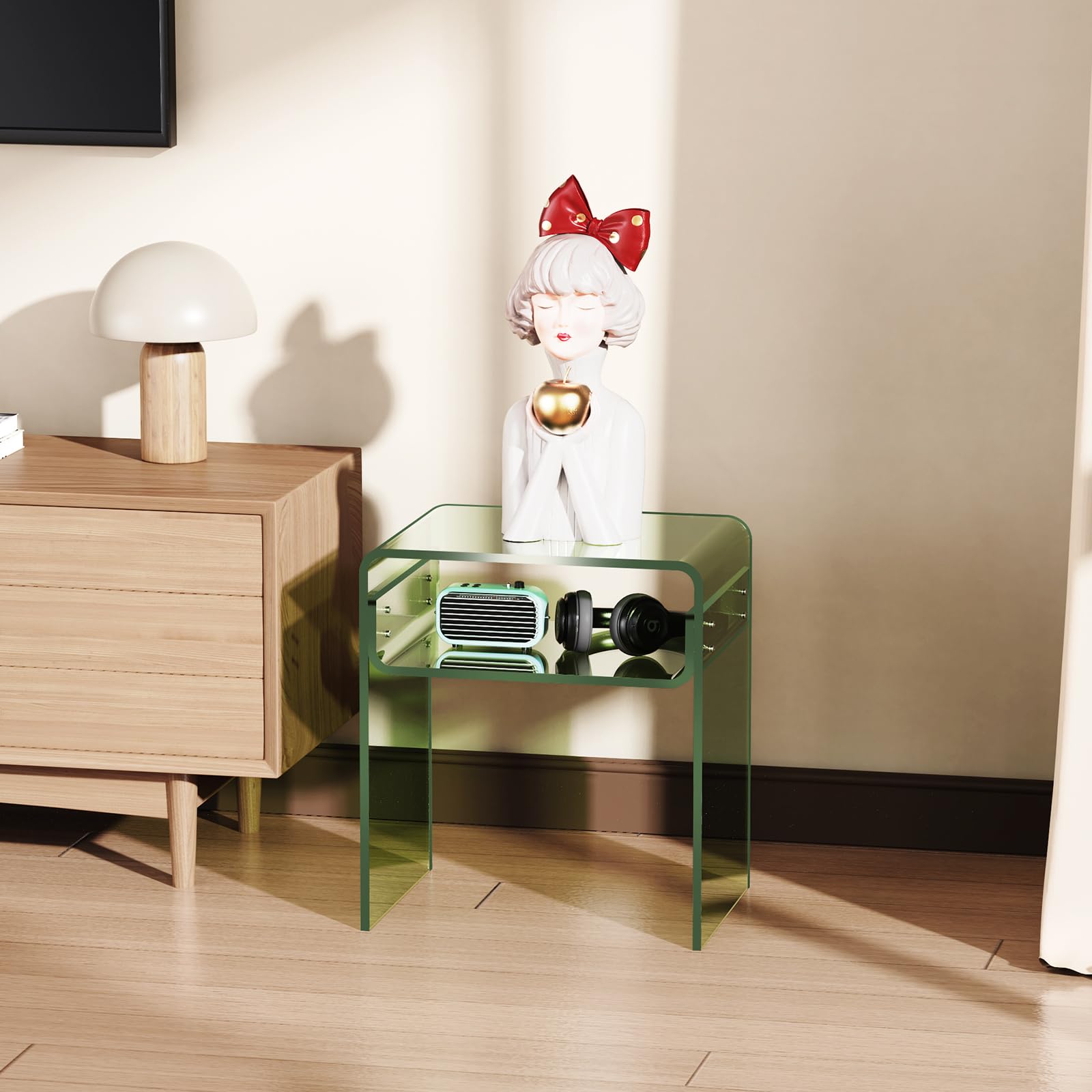 Clear Acrylic End Table 2-Tier Bedside nightstand